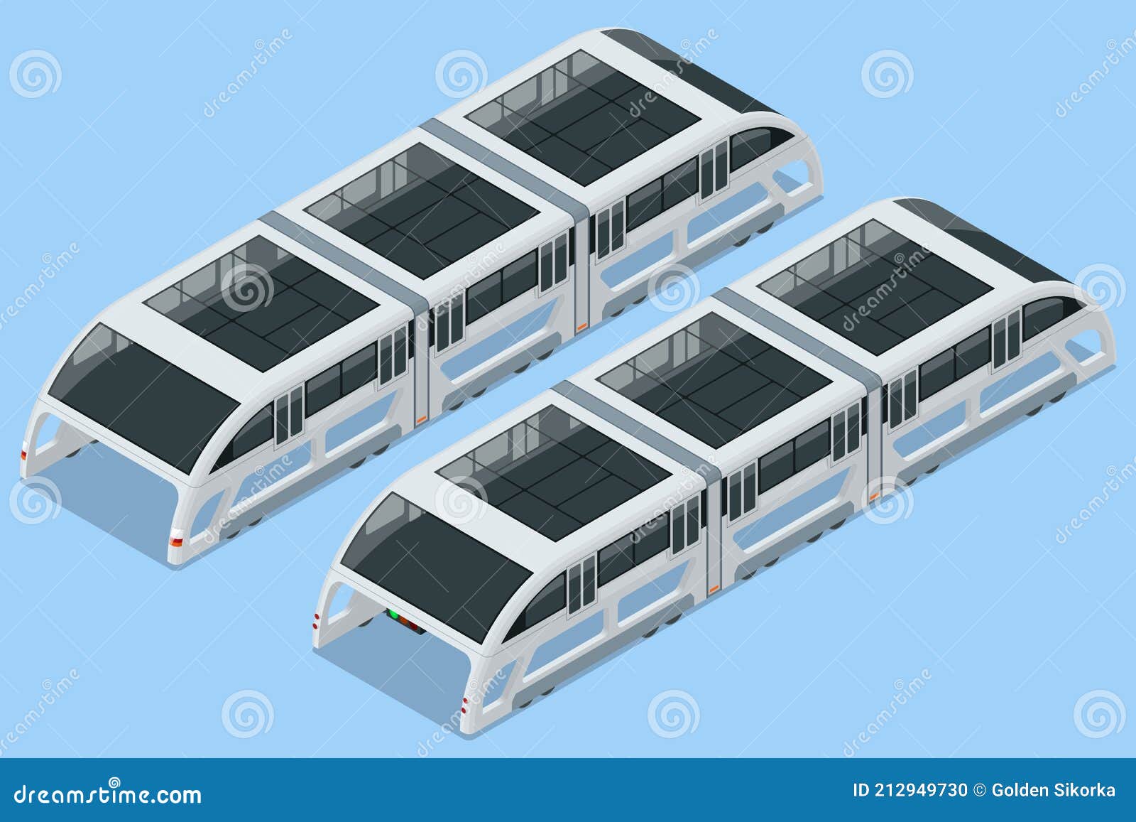 isometric transit elevated bus in china. straddling bus, straddle bus, land airbus, or tunnel bus road vehicle ed