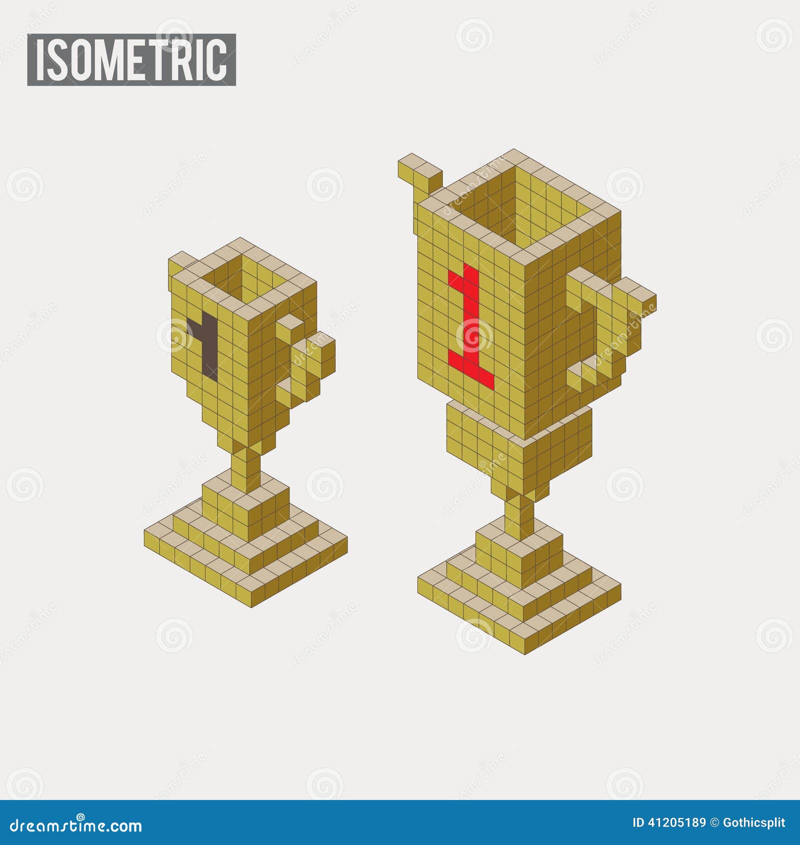 Isometric Trophy In Two Different Versions Stock Vector 