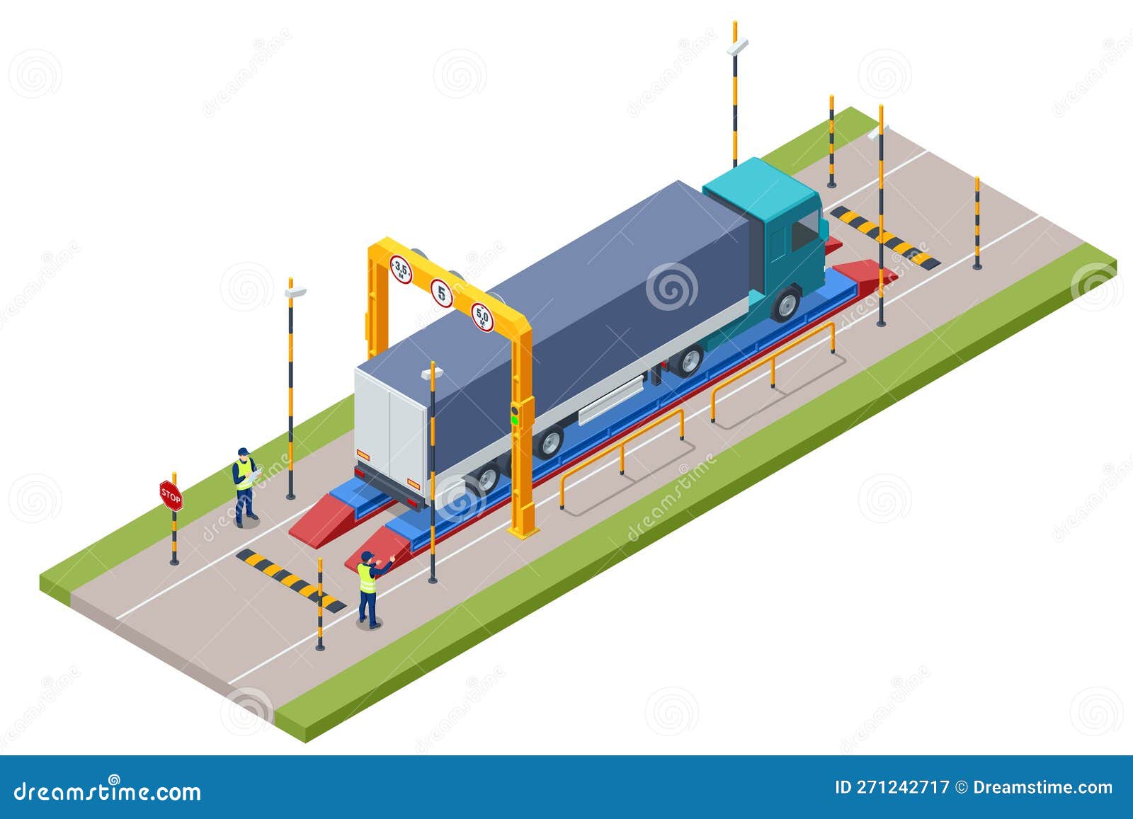 Isometric Xray Truck Scanner. Mobile Xray Scanning System Is Used