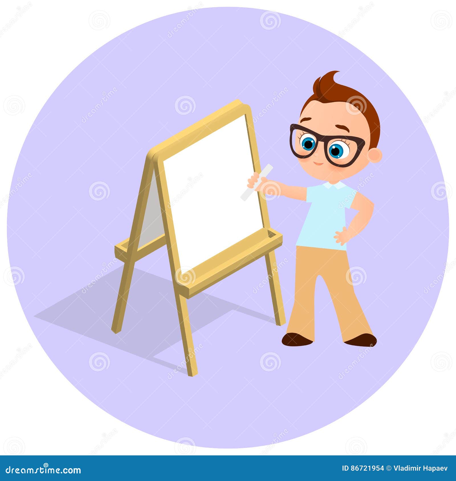 Isometrisches Gestell Junge Mit Den Glasern Die Whiteboard Zeichnen Malen Sie Den Schreibtisch Und Weissbuch Lokalisiert Auf Weiss Stock Abbildung Illustration Von Gestell Weiss