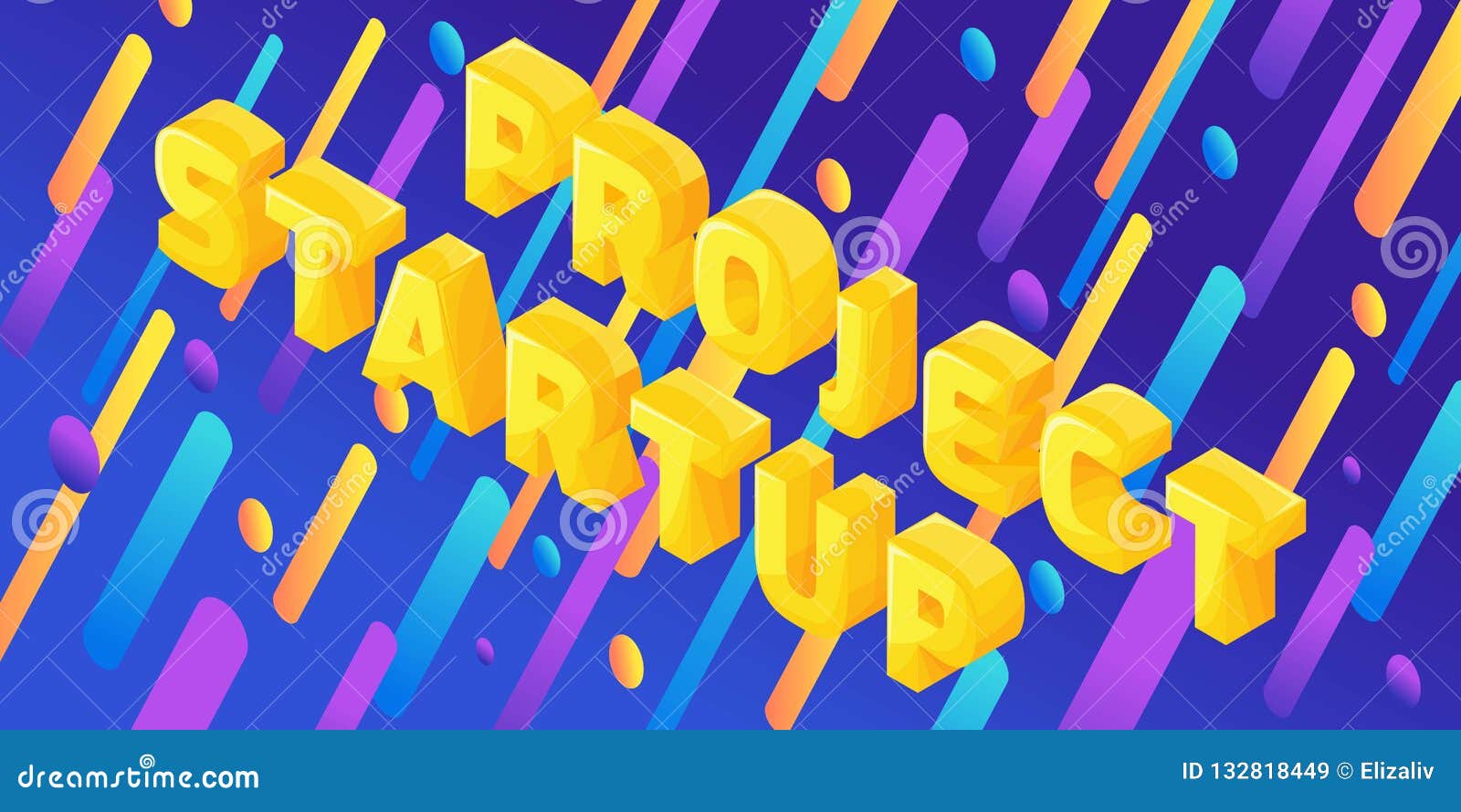 isometry dynamic bright  with volumetric letters, 3d fonts, startup project,   for isometric