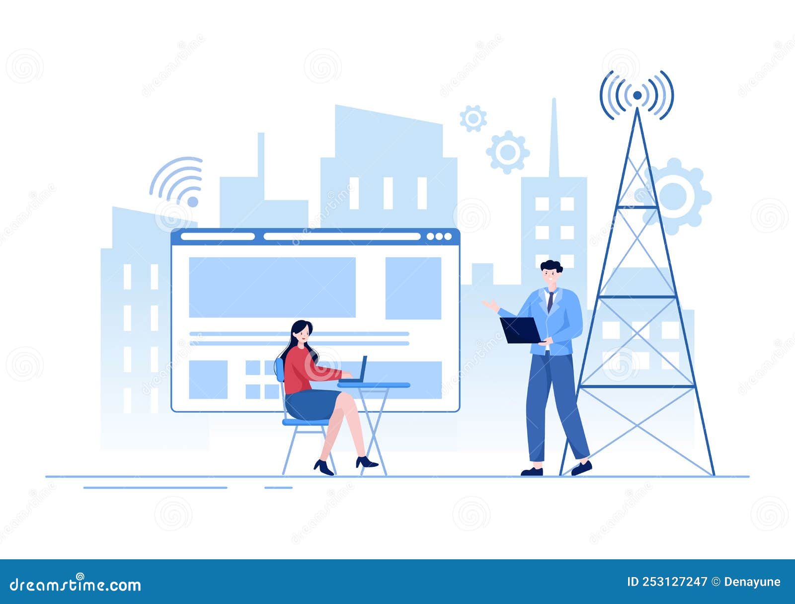 ISP or Internet Service Provider Illustration with Keywords and Icons