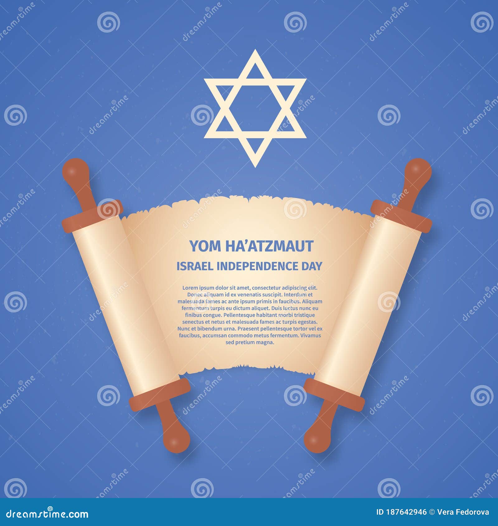 Israel Independence Day Yom Haatzmaut Old Scroll Paper And Star Of David Jewish Holiday Vector Illustration Easy To Edit Stock Vector Illustration Of Memorial Independence 187642946