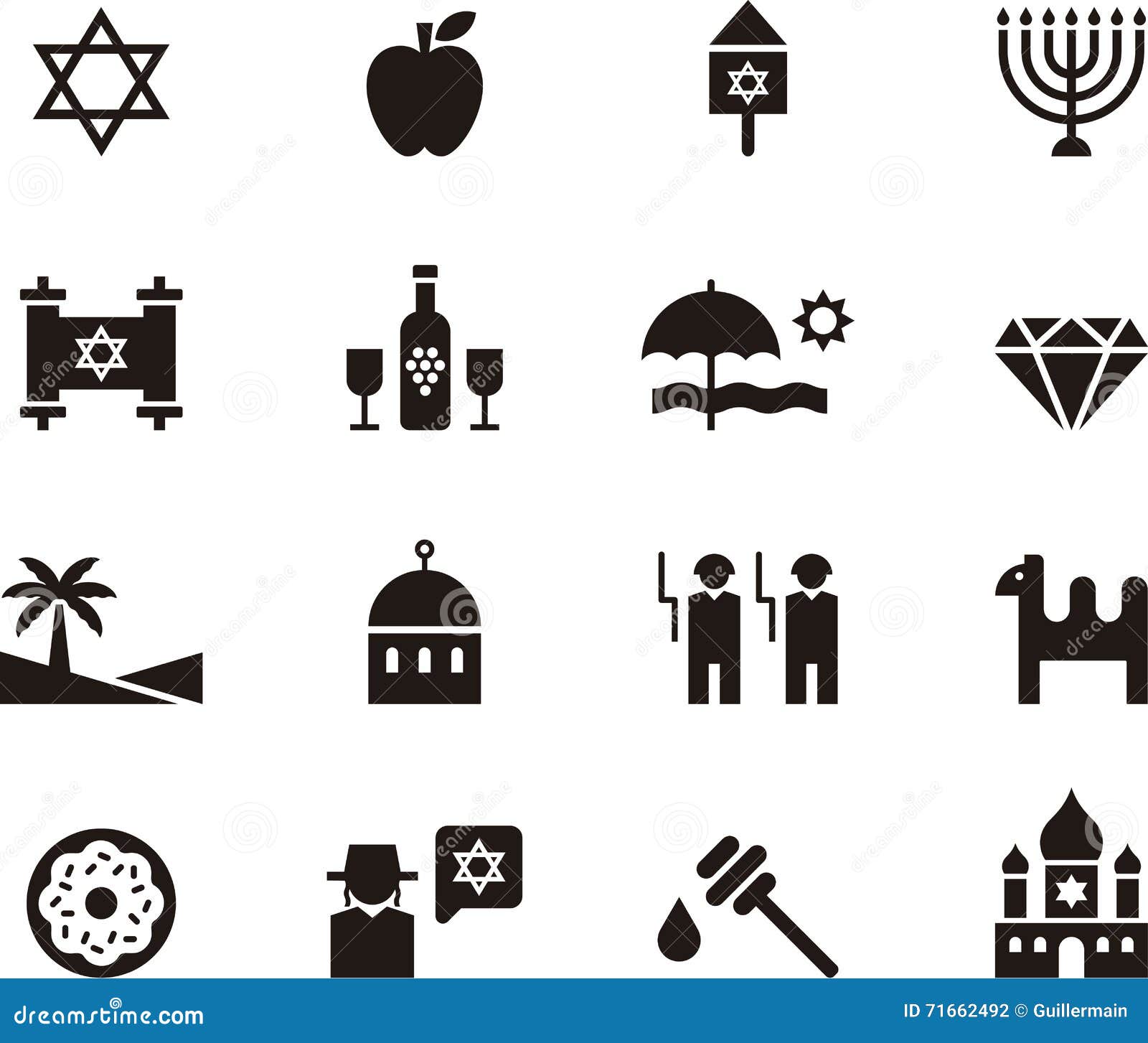 israel and judaism icon set