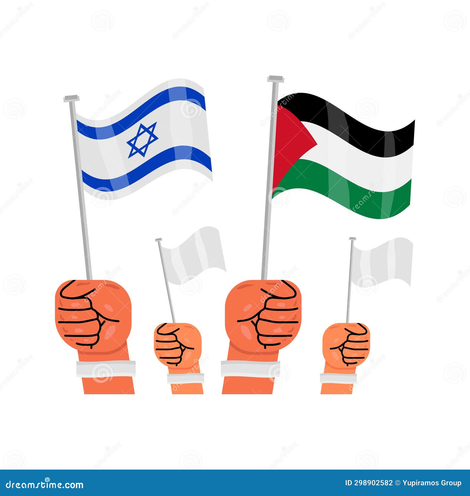 Israel and Palestine Peace Flags Stock Illustration - Illustration of