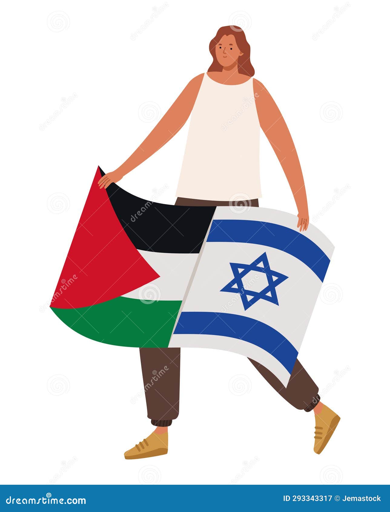 Israel and Palestine Woman Lifting Flag Stock Vector - Illustration of ...