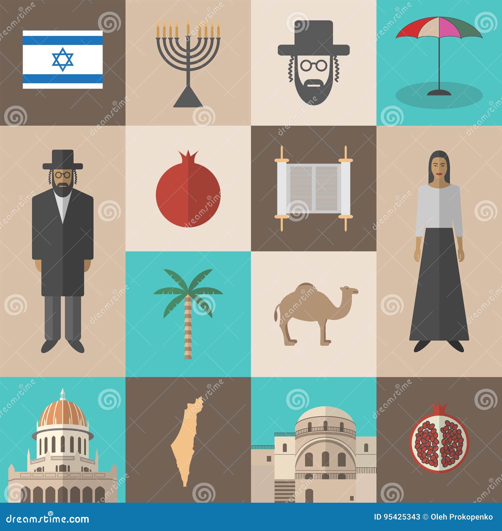 Israel Travel. Vector Illustration. Stock Vector - Illustration of