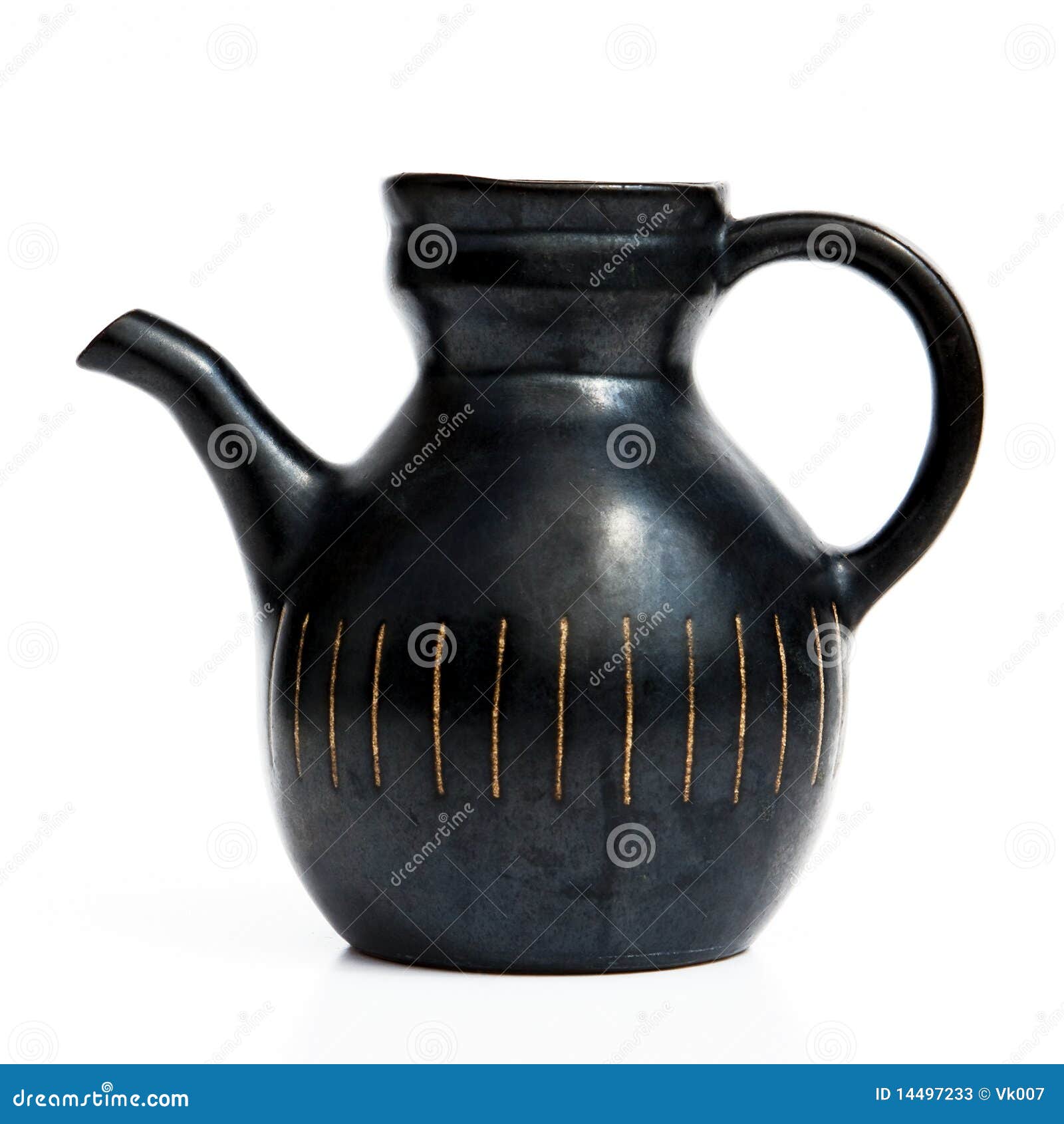 Israeli Black Ceramic Jug in Retro Style on White Stock Image Image