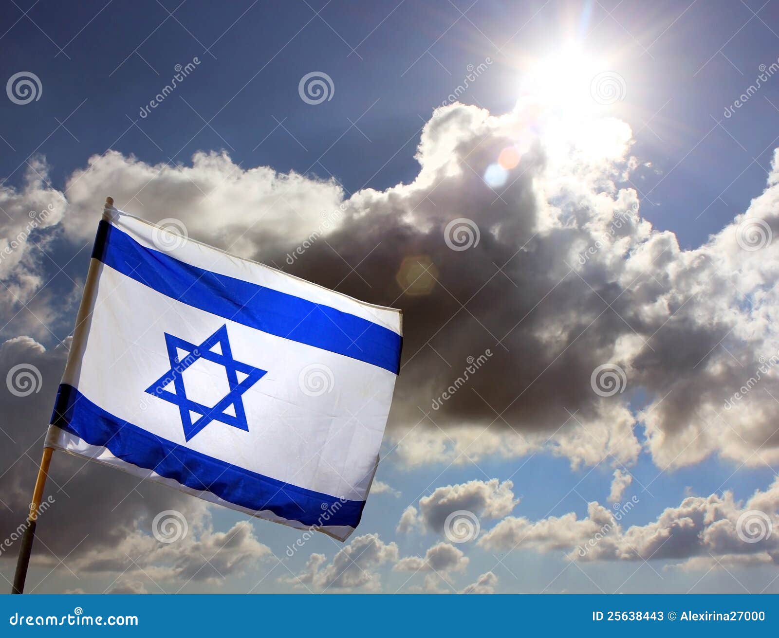 israeli flag against cloudy sky