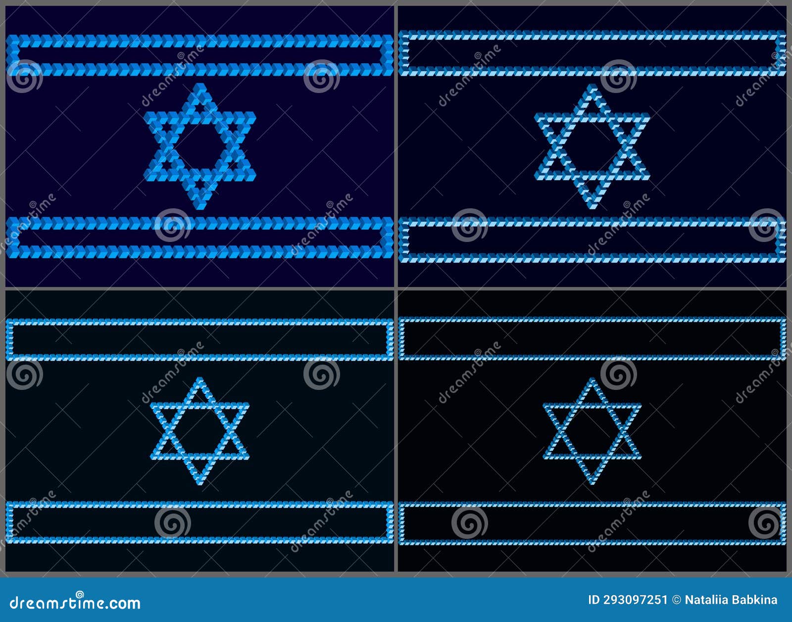 israeli flags on a dark mournful background. s of israel based on the penrose triangle. monolithic basis of israeli s