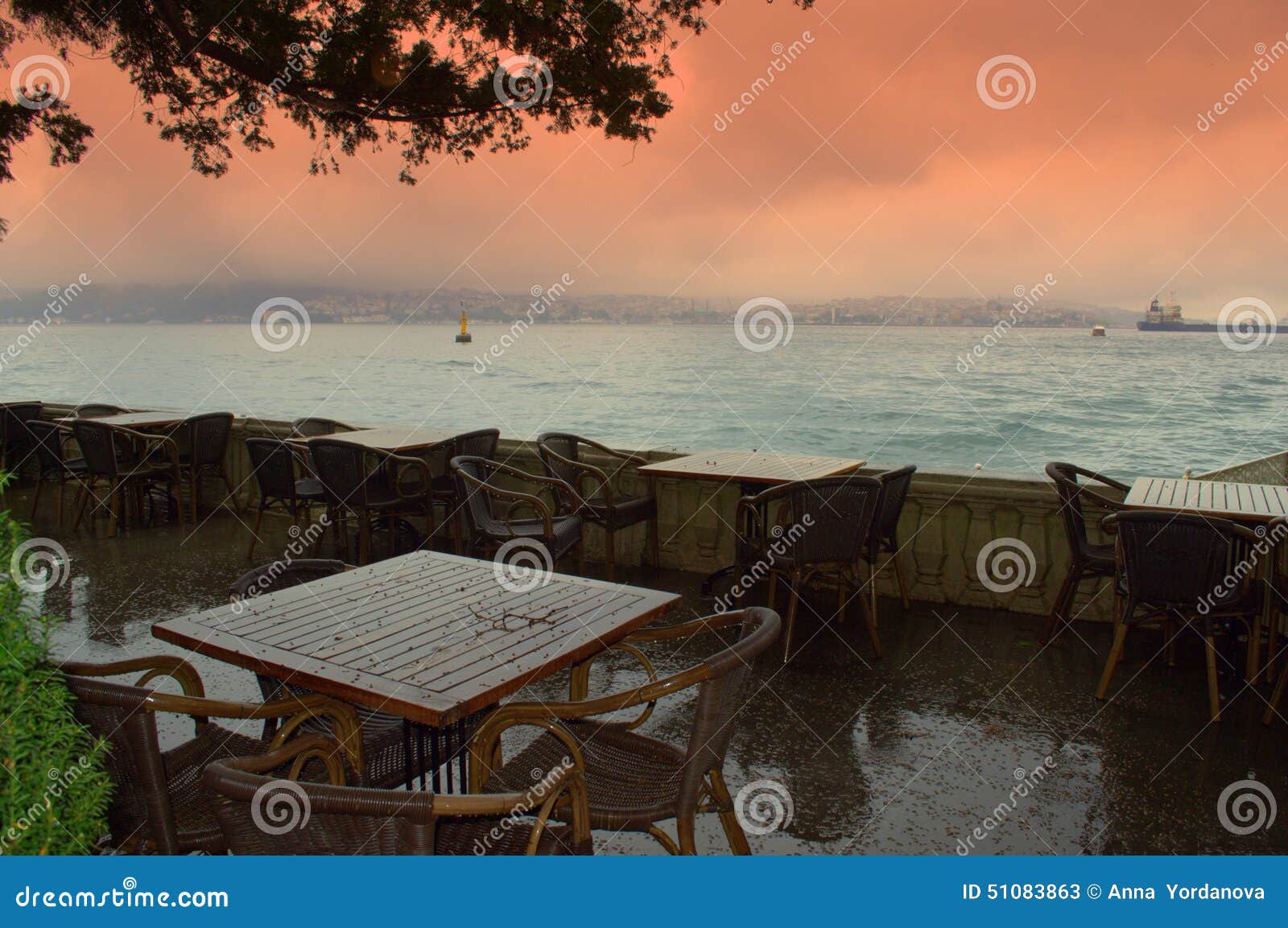 Istanbul Bosphorus Waterfront Cafe Stock Image Image of continent