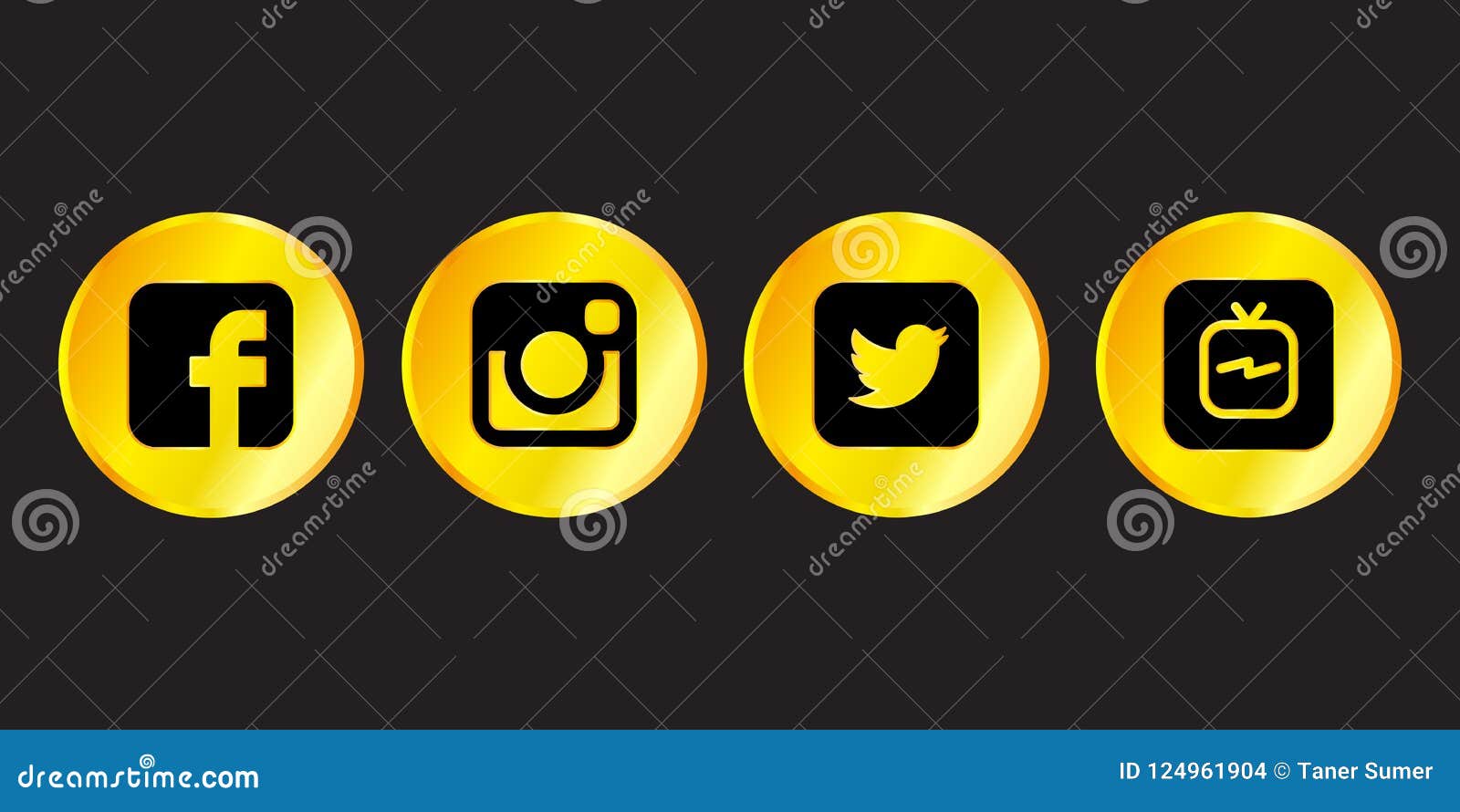 Istanbul Turkey August 30 2018 Collection Of Golden Popular Social Media Logos Printed On Black Background Facebook Instagr Editorial Stock Image Illustration Of Collection Instagr 124961904