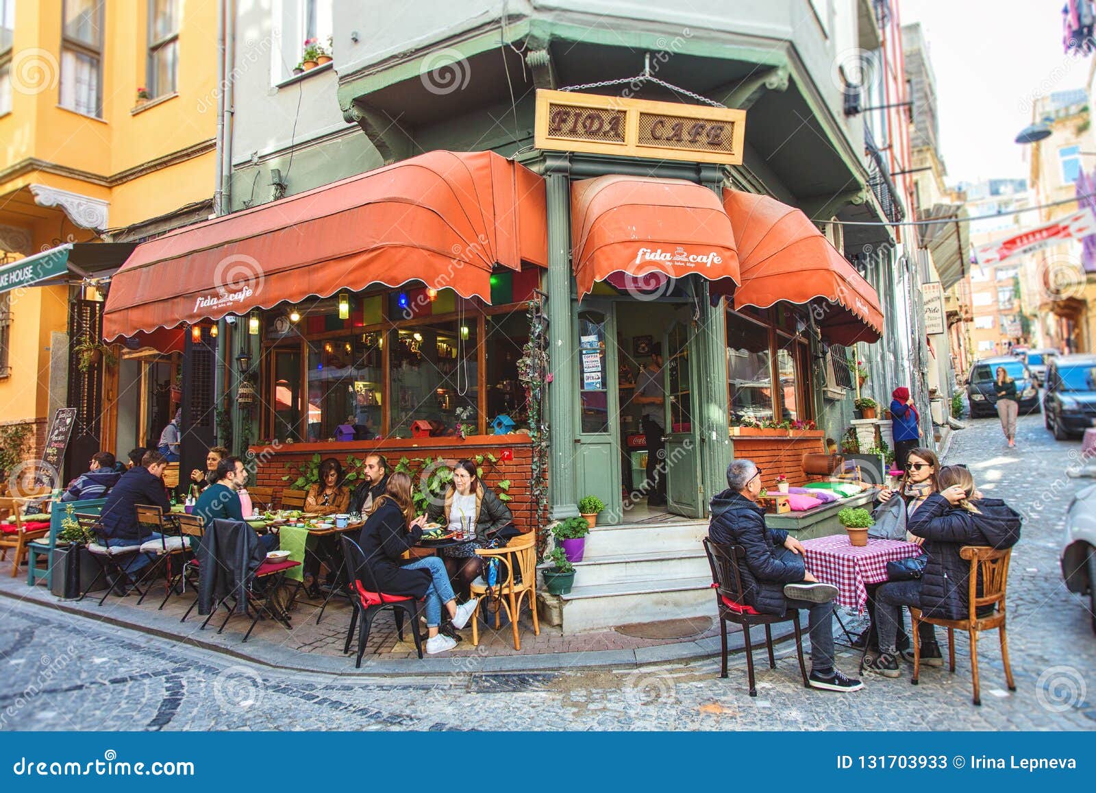 Colorful Cafe at Balat Which is a Historic Neighbourhood of Istanbul