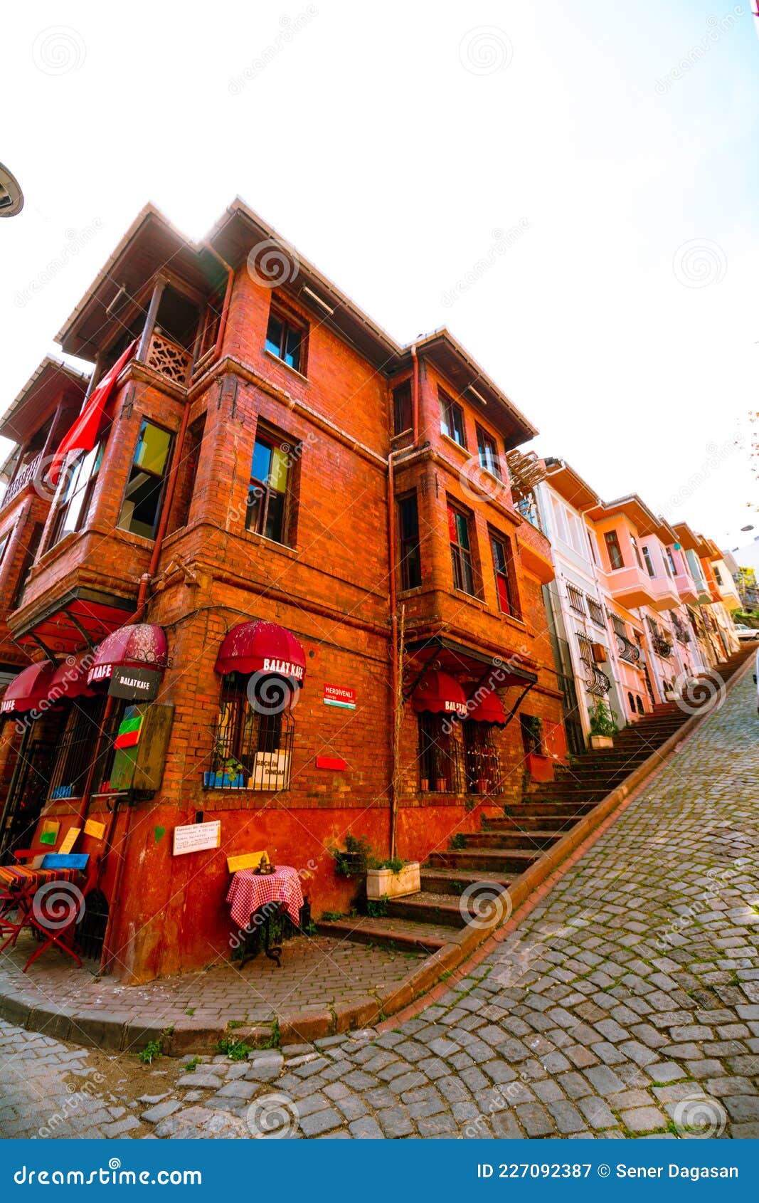Famous Buildings in Merdivenli Yokus Street in Balat Istanbul Editorial Photography