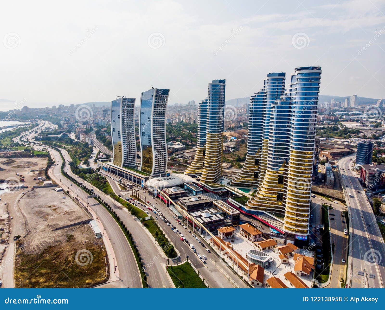 istanbul turkey february 23 2018 aerial drone view of istmarina skyscrapers avm shopping mall in istanbul kartal stock photo image of construction business 122138958