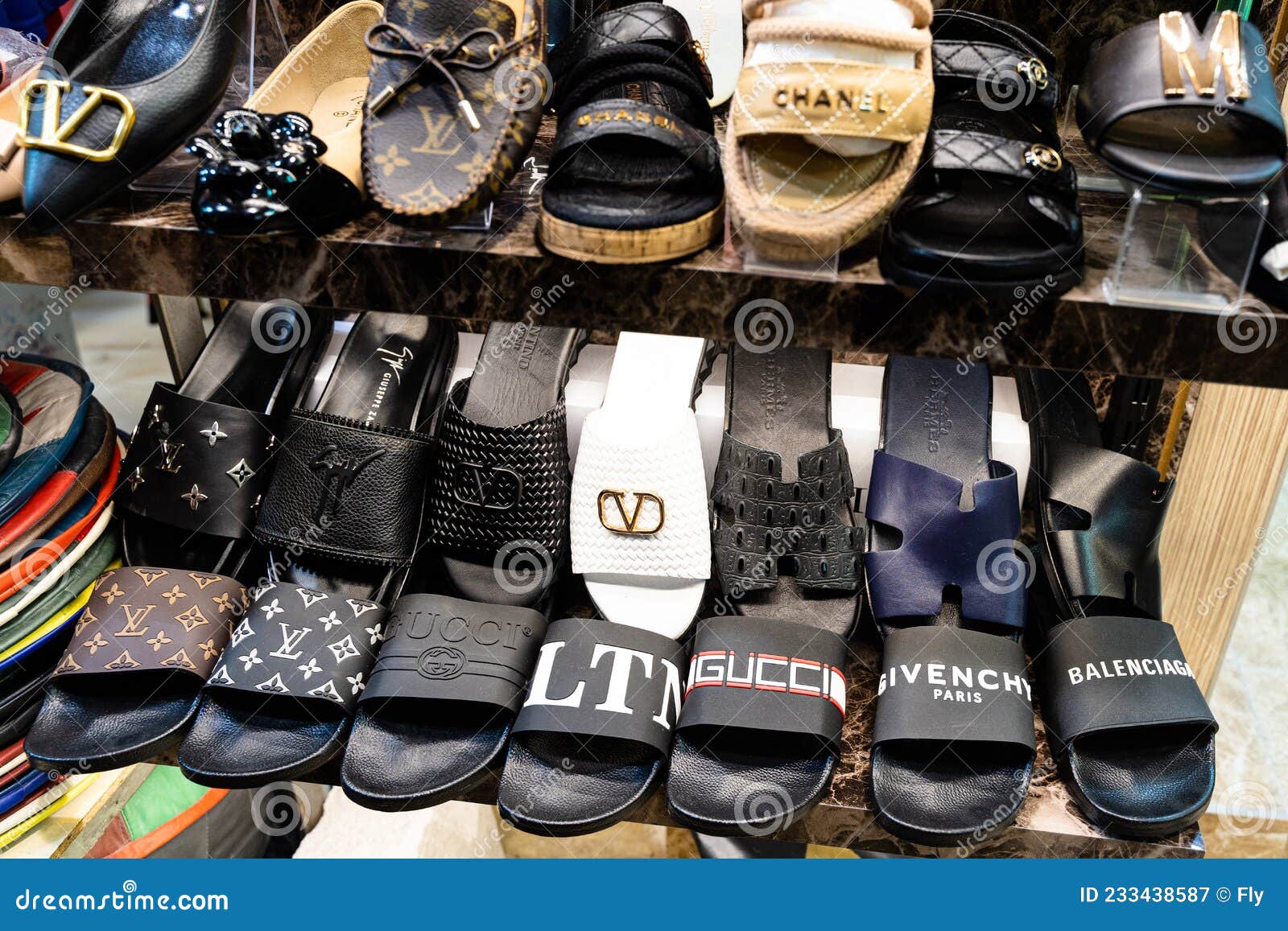 Shelf with Counterfeit Fake Shoe Brands in Istanbul Bazaar Editorial ...
