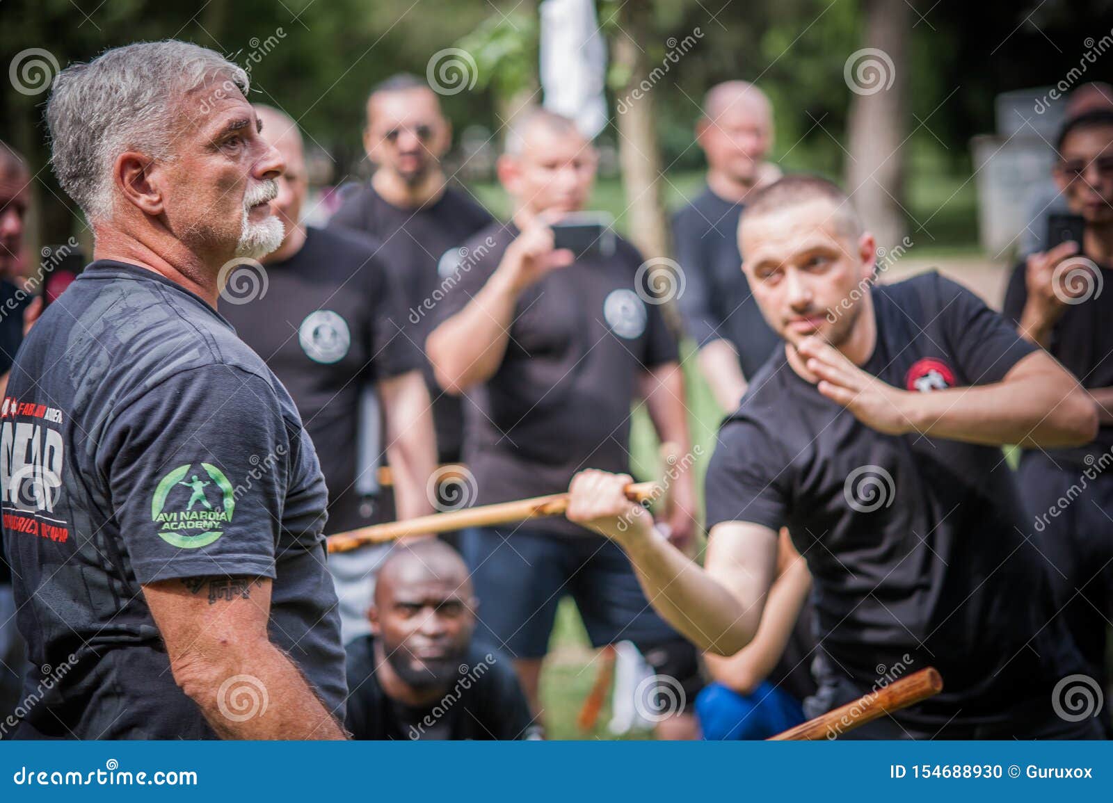 Escrima and kapap instructor demonstrates sticks fighting