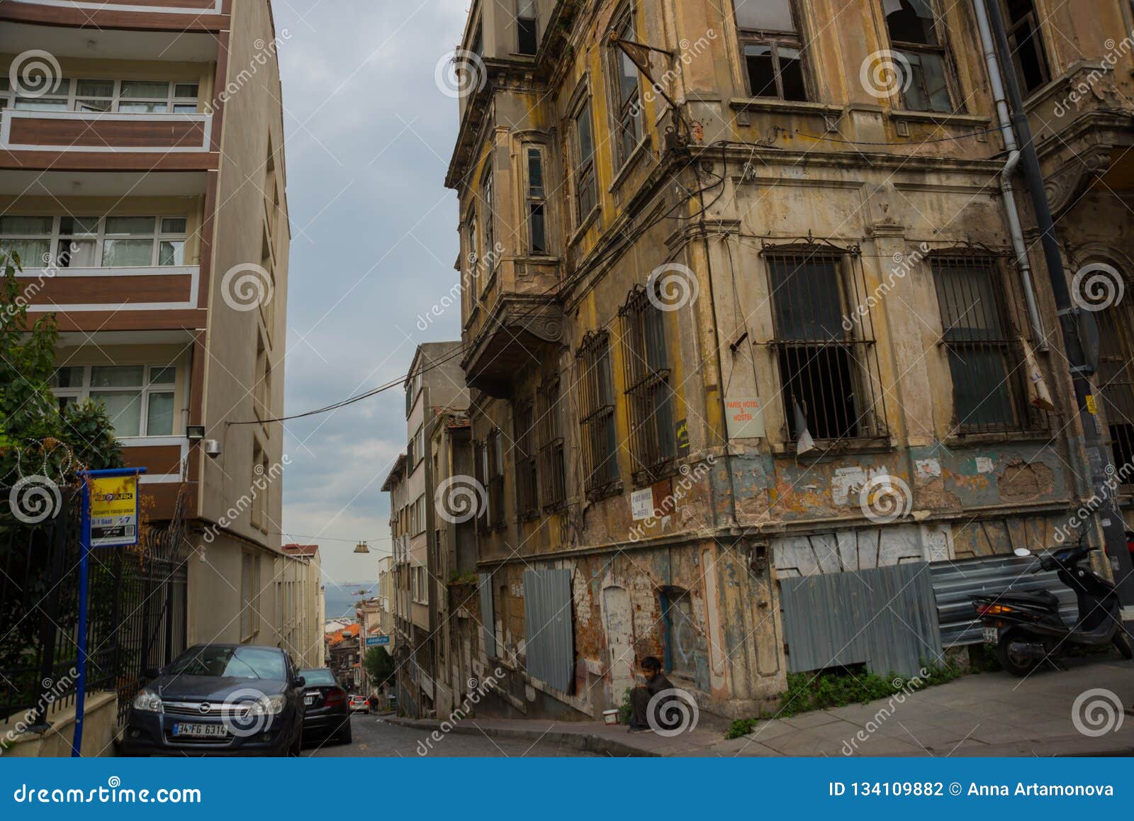 Istanbul, Turkey Street View from Balat District, the Oldest Neighborhoods in Istanbul with Interesting Architectural Style and Editorial Photography  photo image
