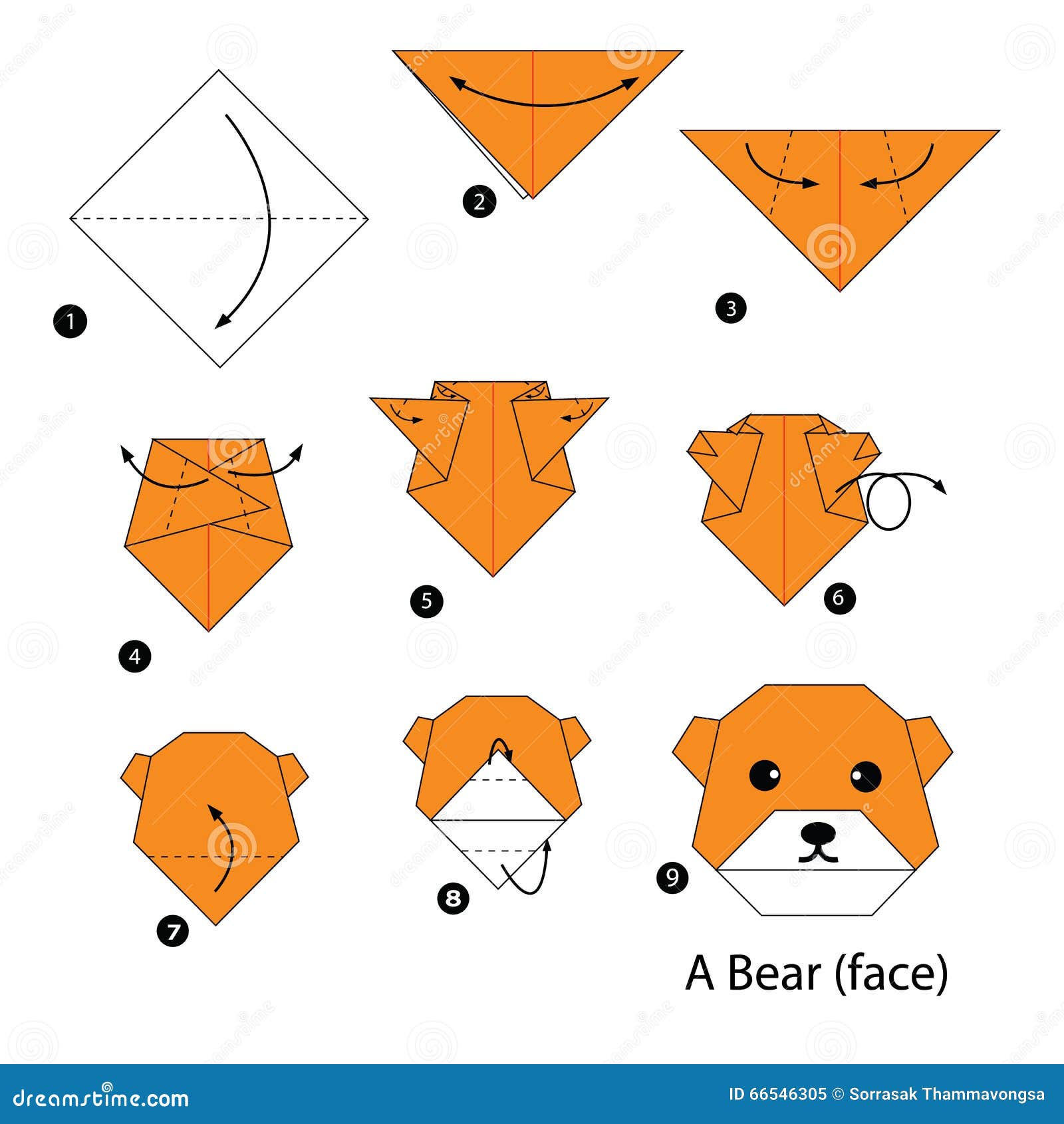 Istruzioni Graduali Come Fare L'orso Di Origami Illustrazione