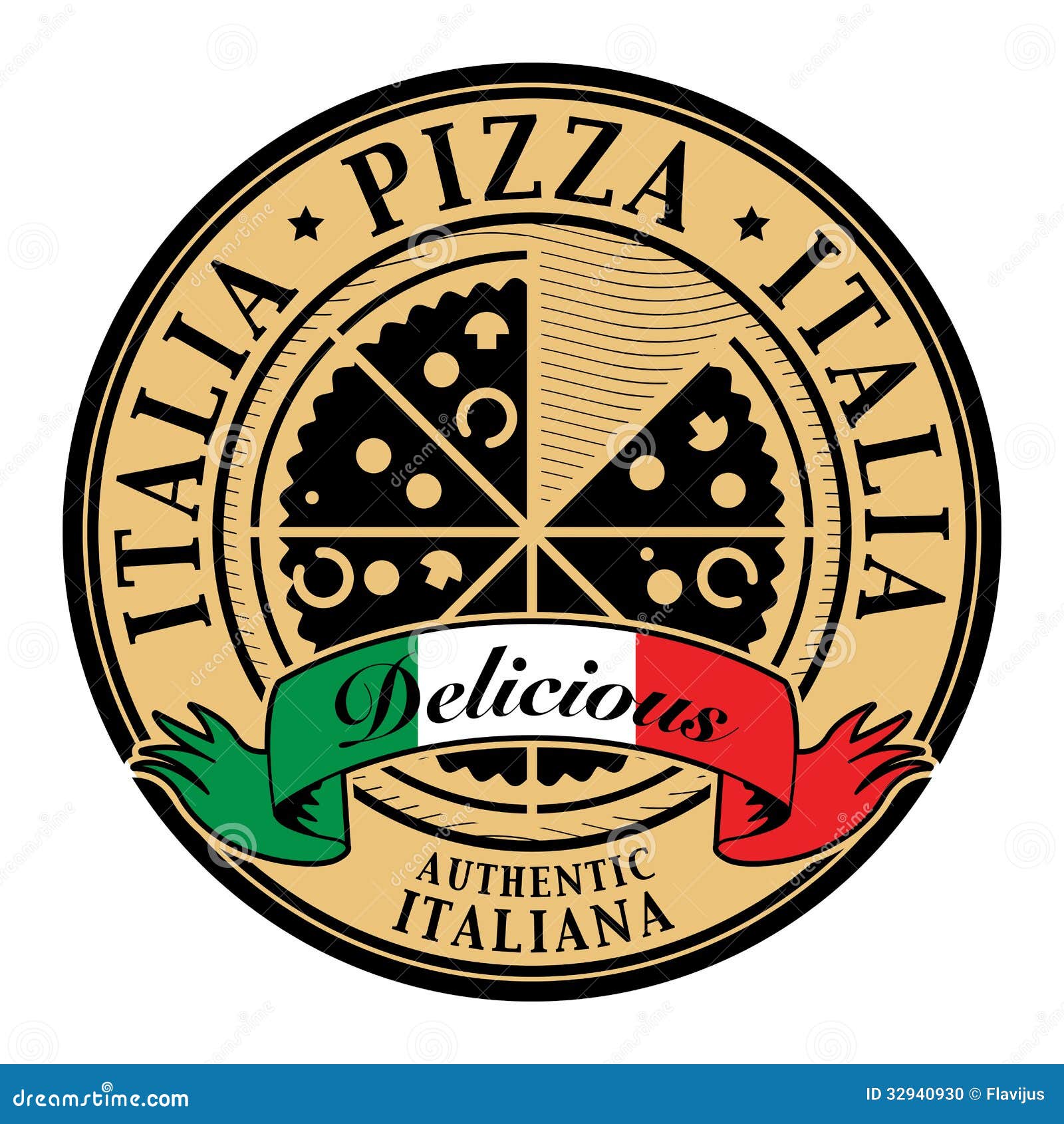 Italia Pizza Label Stock Photo Image 32940930