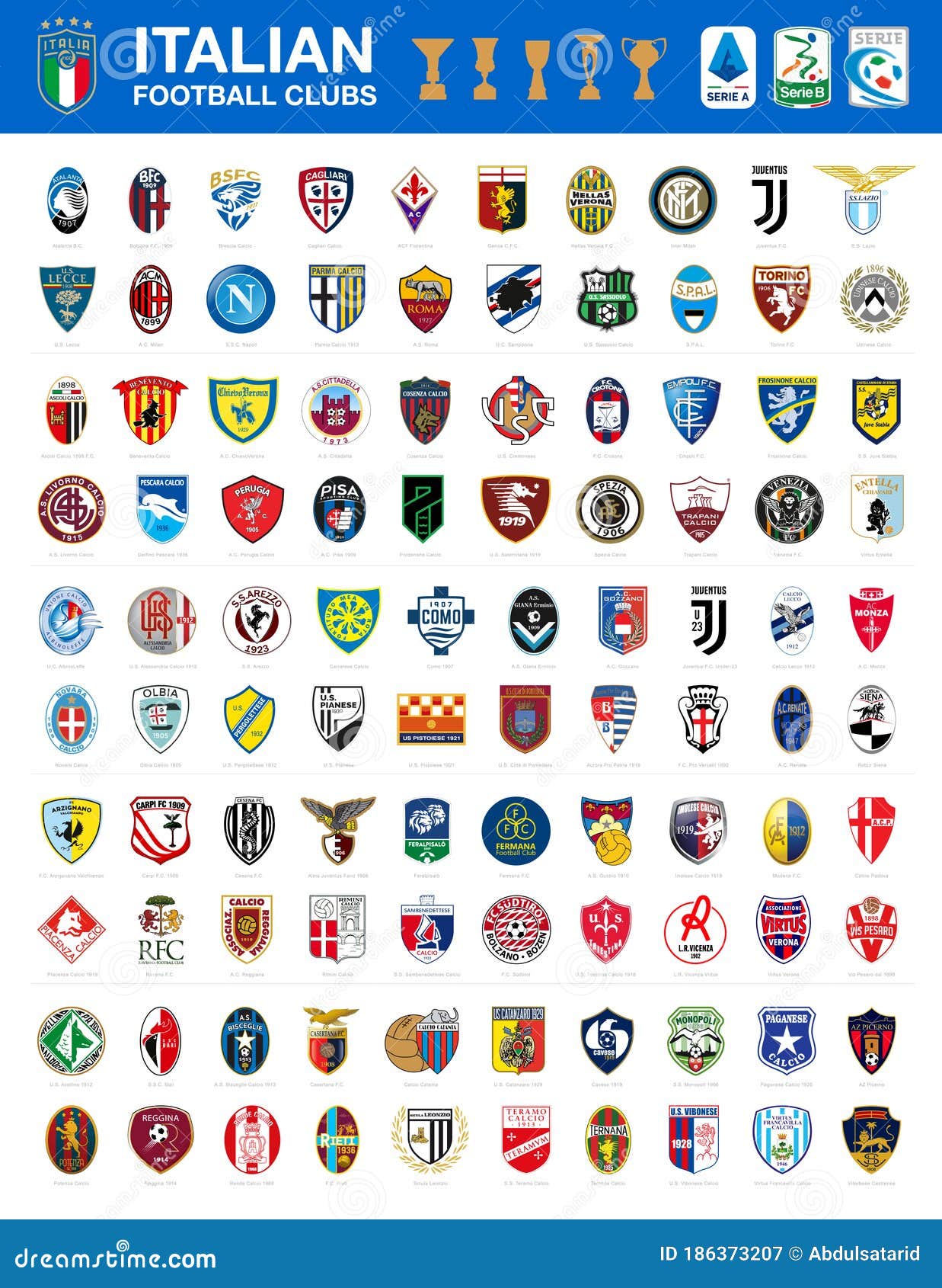 Italiaanse Voetbalclubs Logo ' S Fotografie Illustration of club, embleem: 186373207