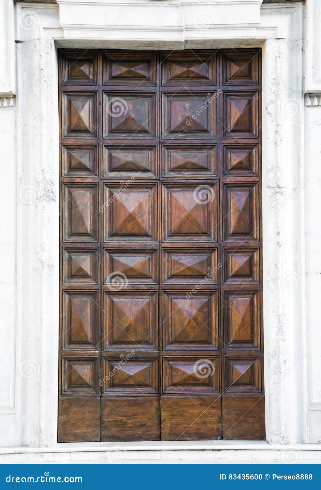 Italian Architecture Detail. Old Medieval Style Front Door Stock Photo