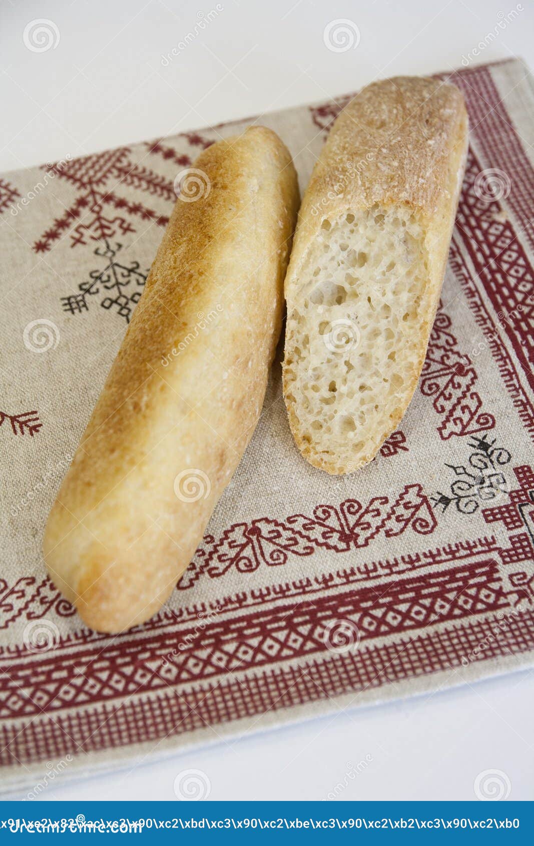 Italian Baguette with Sesame Seeds - Cut and Texture Stock Photo ...