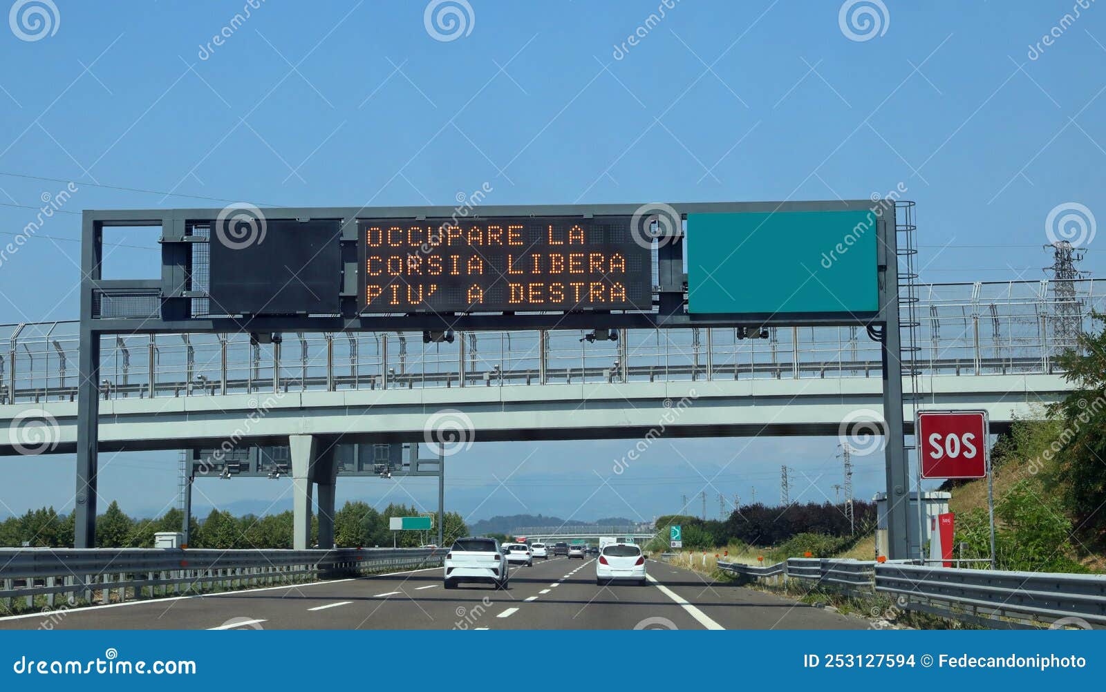 big highway sign to warn motorists that meams  to drive in the r
