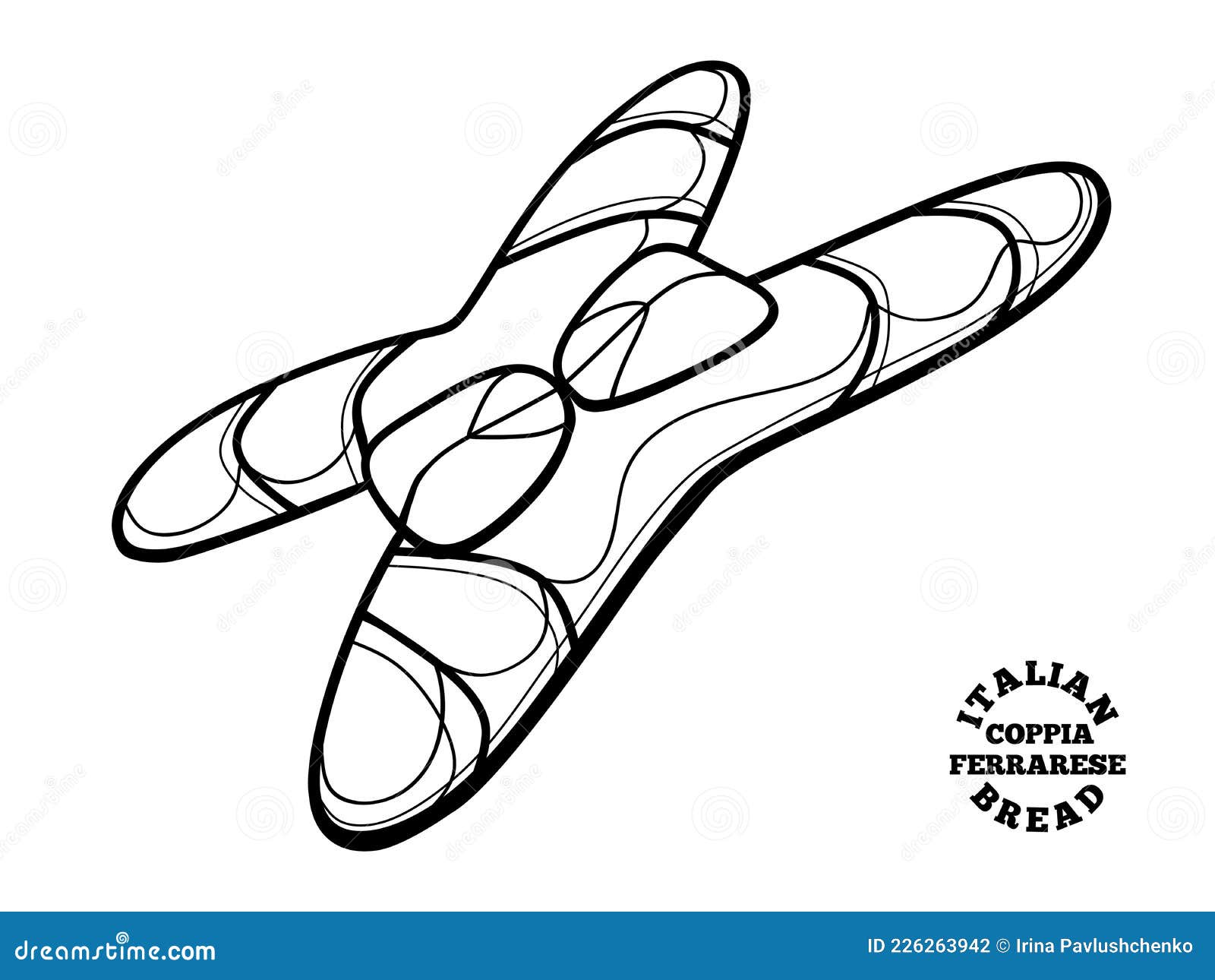 italian bread coppia ferrarese.   in doodle style.