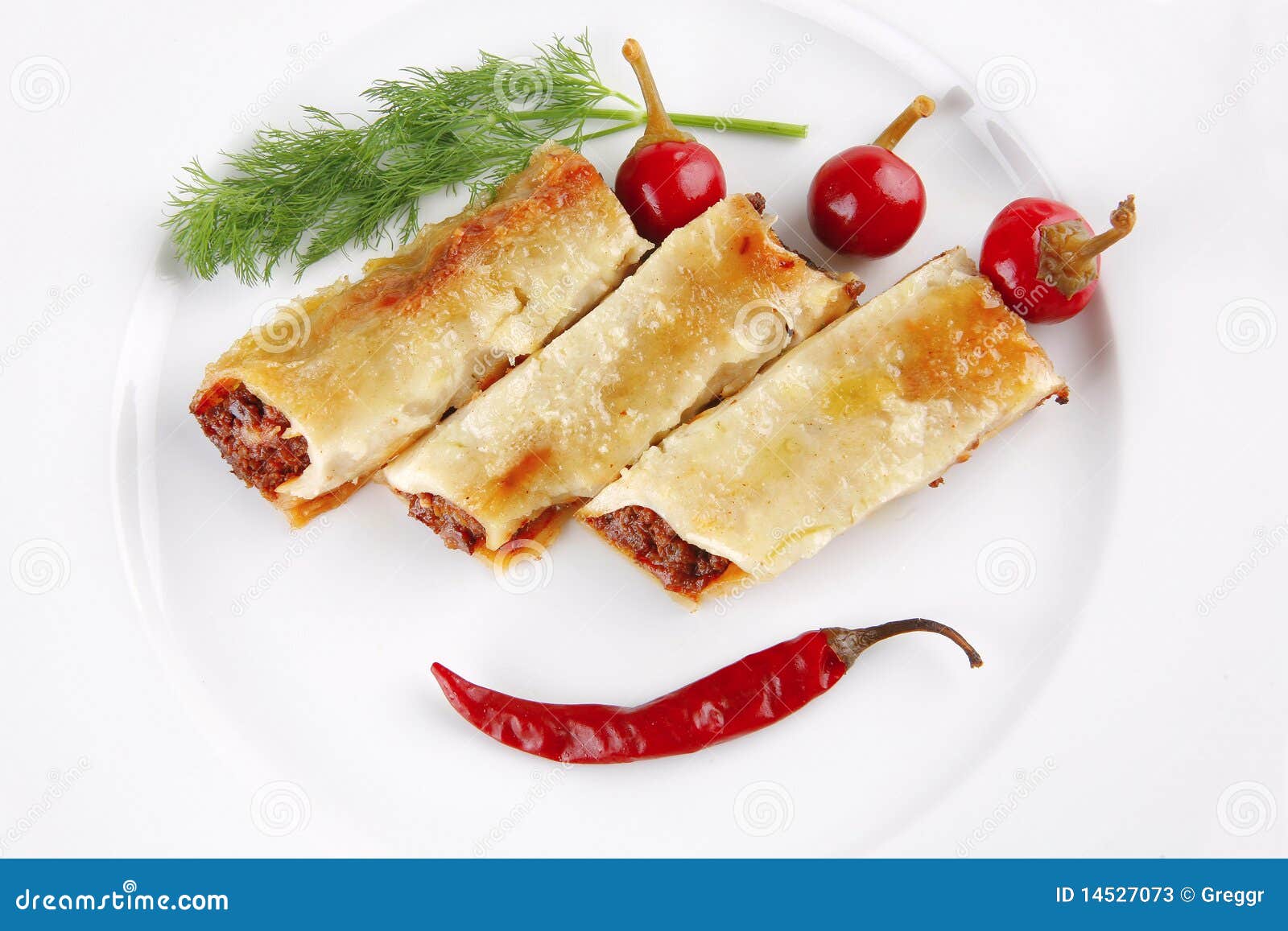 Italian Cannelloni with Mince Meat Stock Image Image of path, garnish 14527073