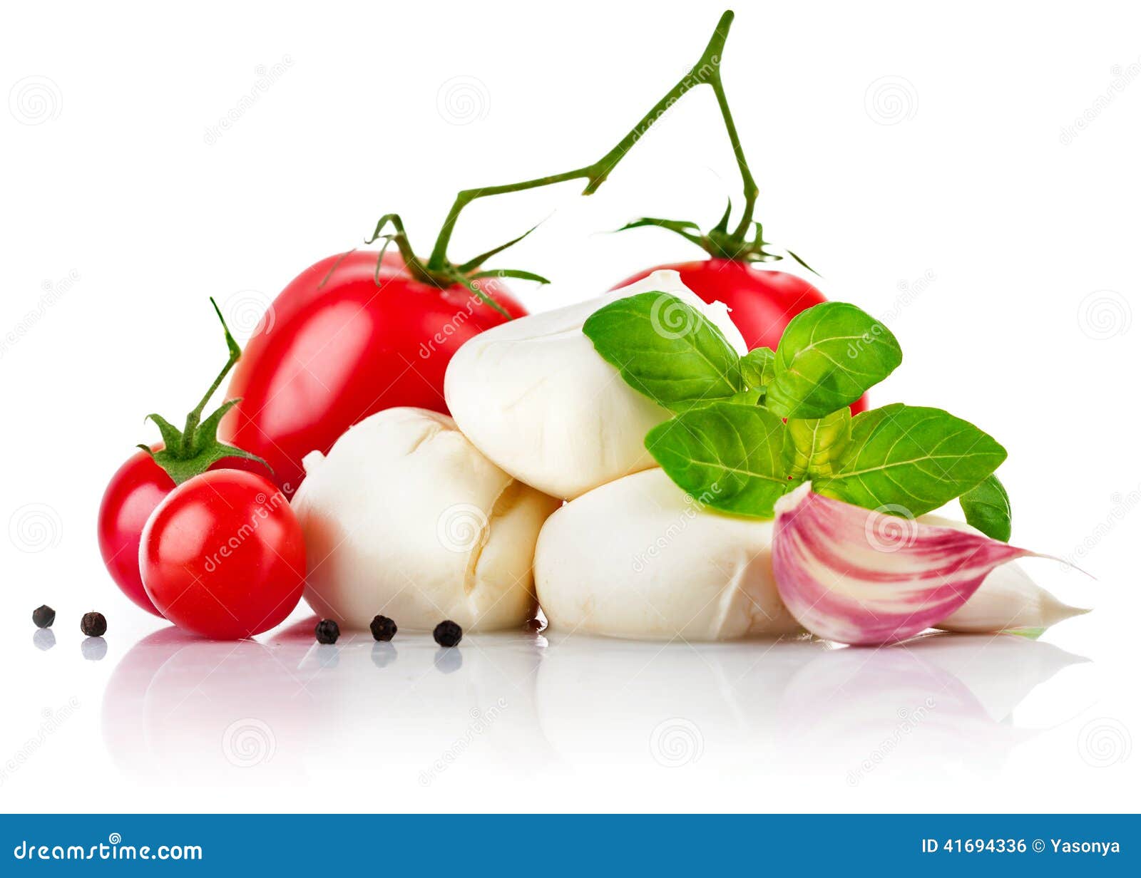 Italian Cheese Mozzarella with Tomato and Basil Stock Photo Image of