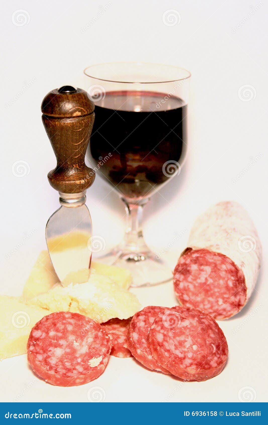 Italian cheese,wine salami stock photo. Image of dish 6936158