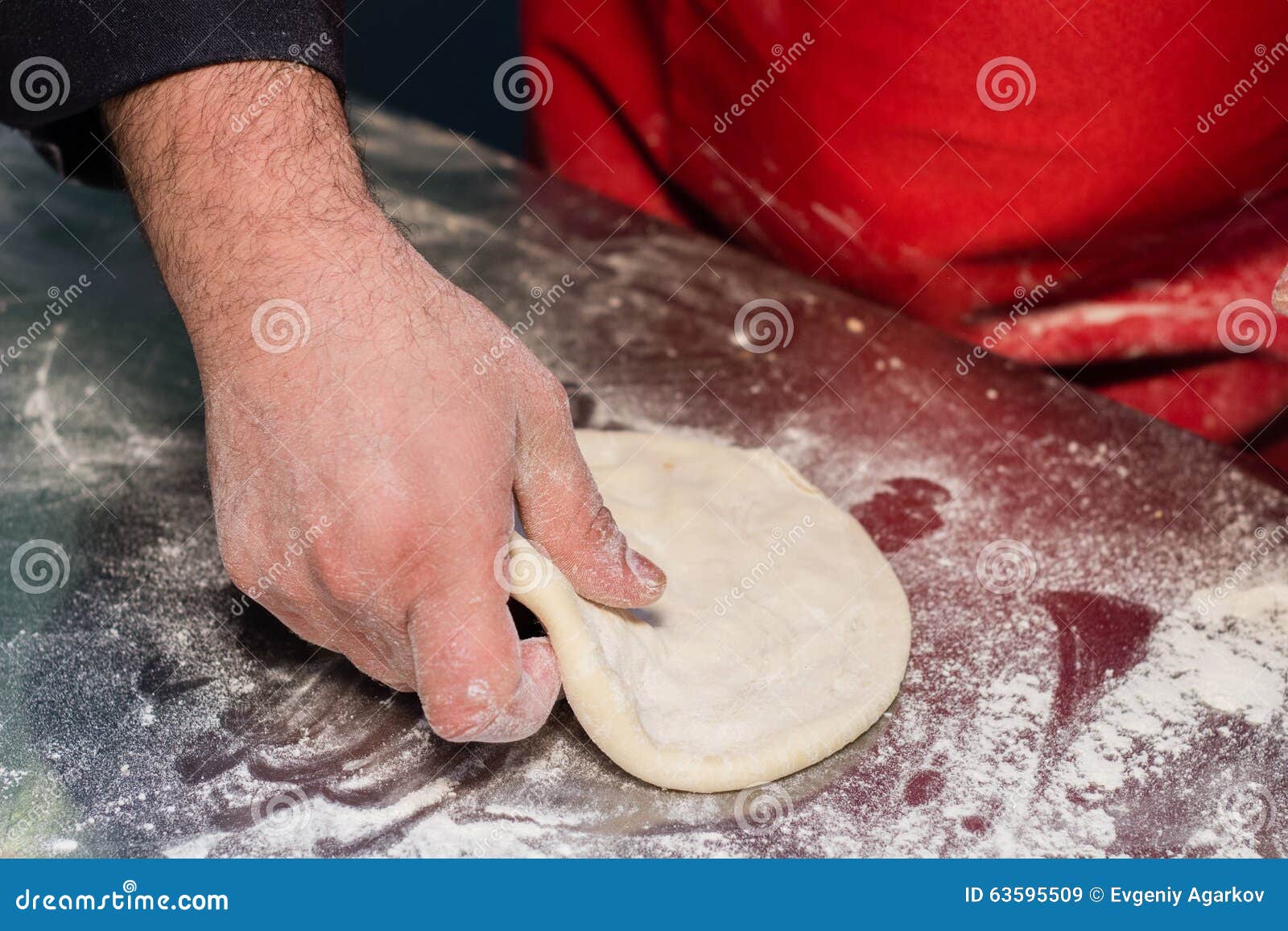 Italian Chef Preparing Pizza Dough Stock Image Image of hand, cooking
