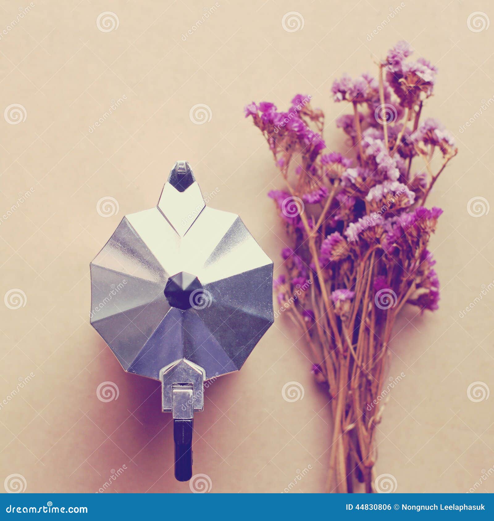 Italian Coffee Maker and Flower with Retro Filter Stock Photo Image of cookware, lifestyle
