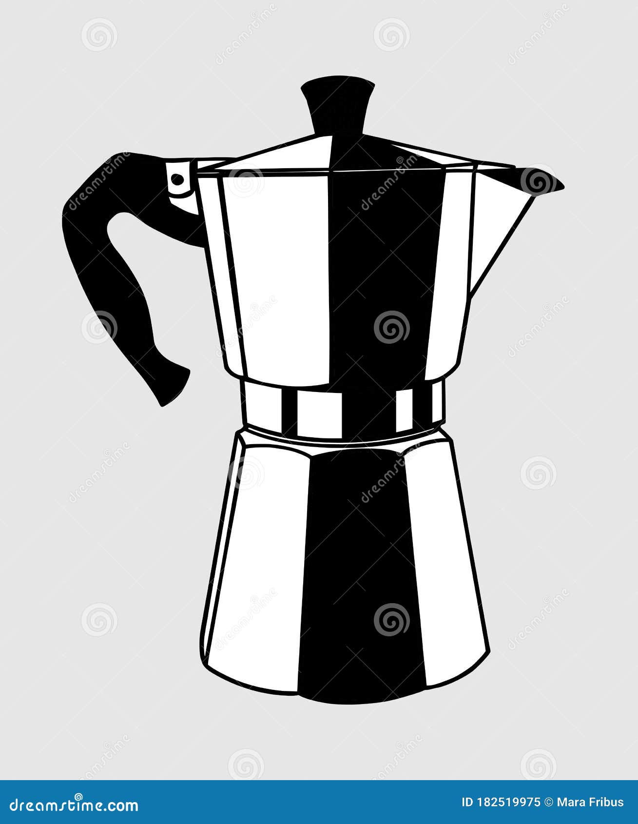 Italian Coffee Maker Or Moka Pot Stock Vector Illustration Of Menu Retro