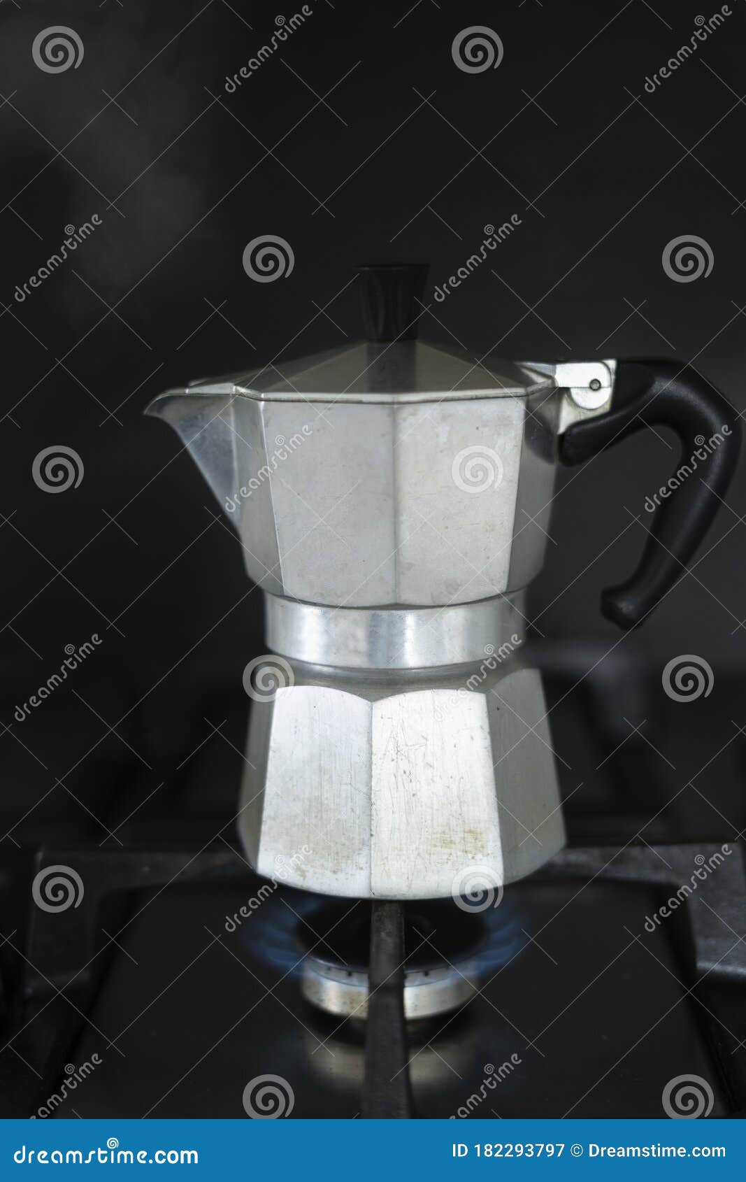 Italian Coffee Maker on Stove Stock Image Image of maker, silver 182293797