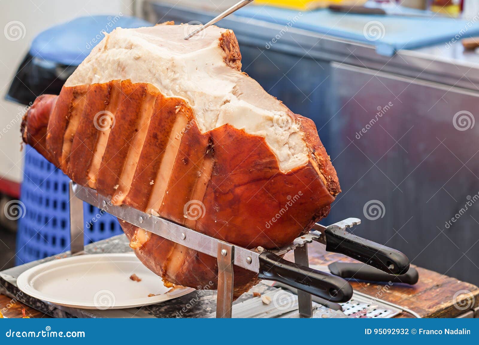 Italian Cooked Ham Ready To Be Sliced. Stock Photo Image of gastronomy, healthy 95092932