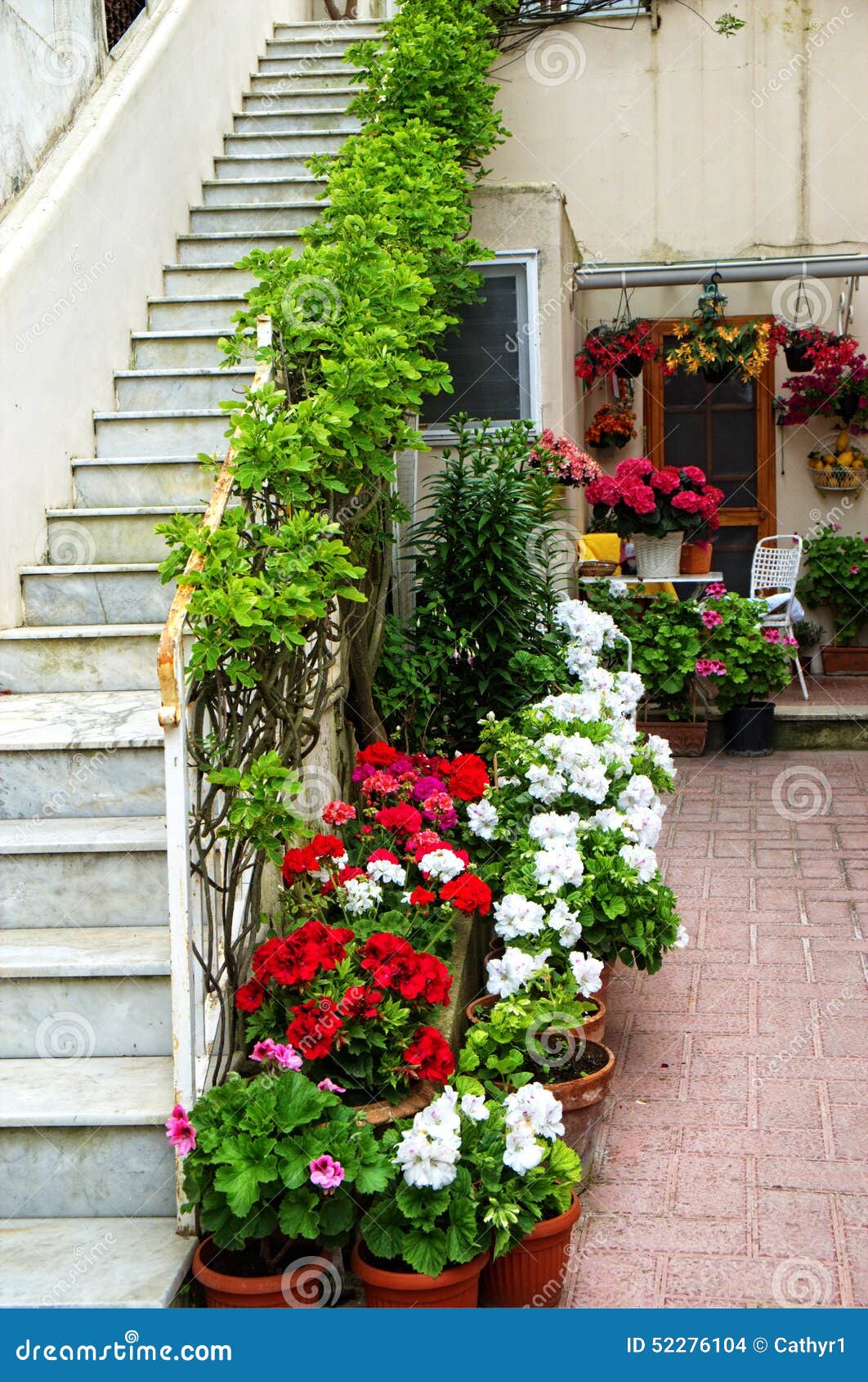 Italian courtyard stock photo. Image of plants, italy 52276104