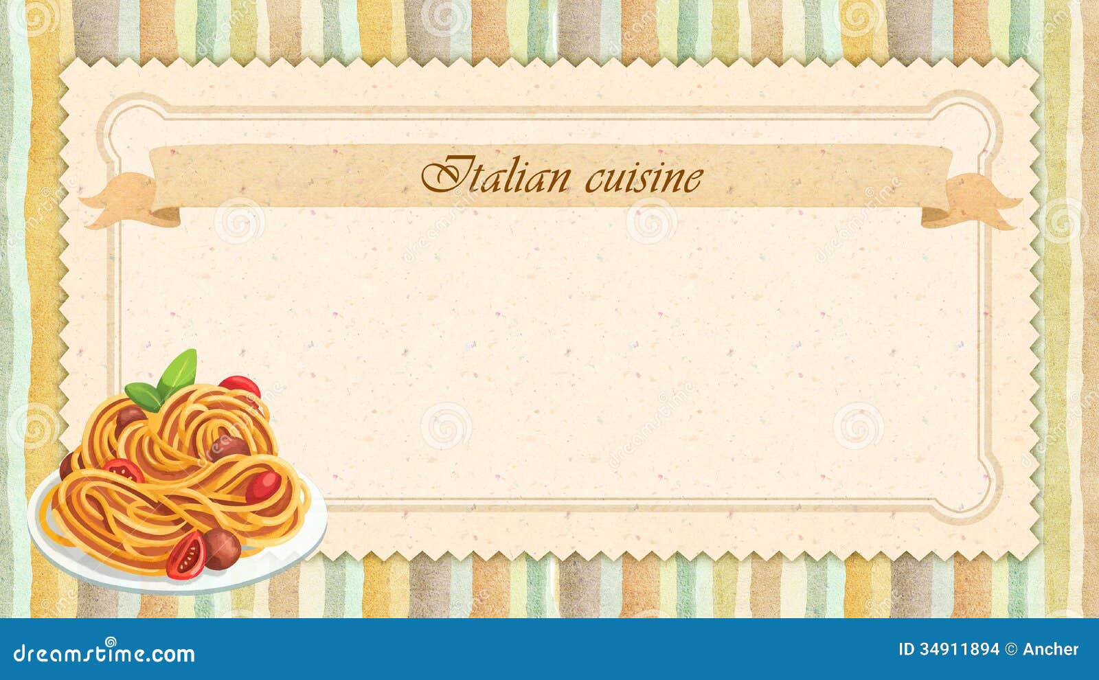 italian cuisine restaurant menu card design vintage style landscape format 34911894