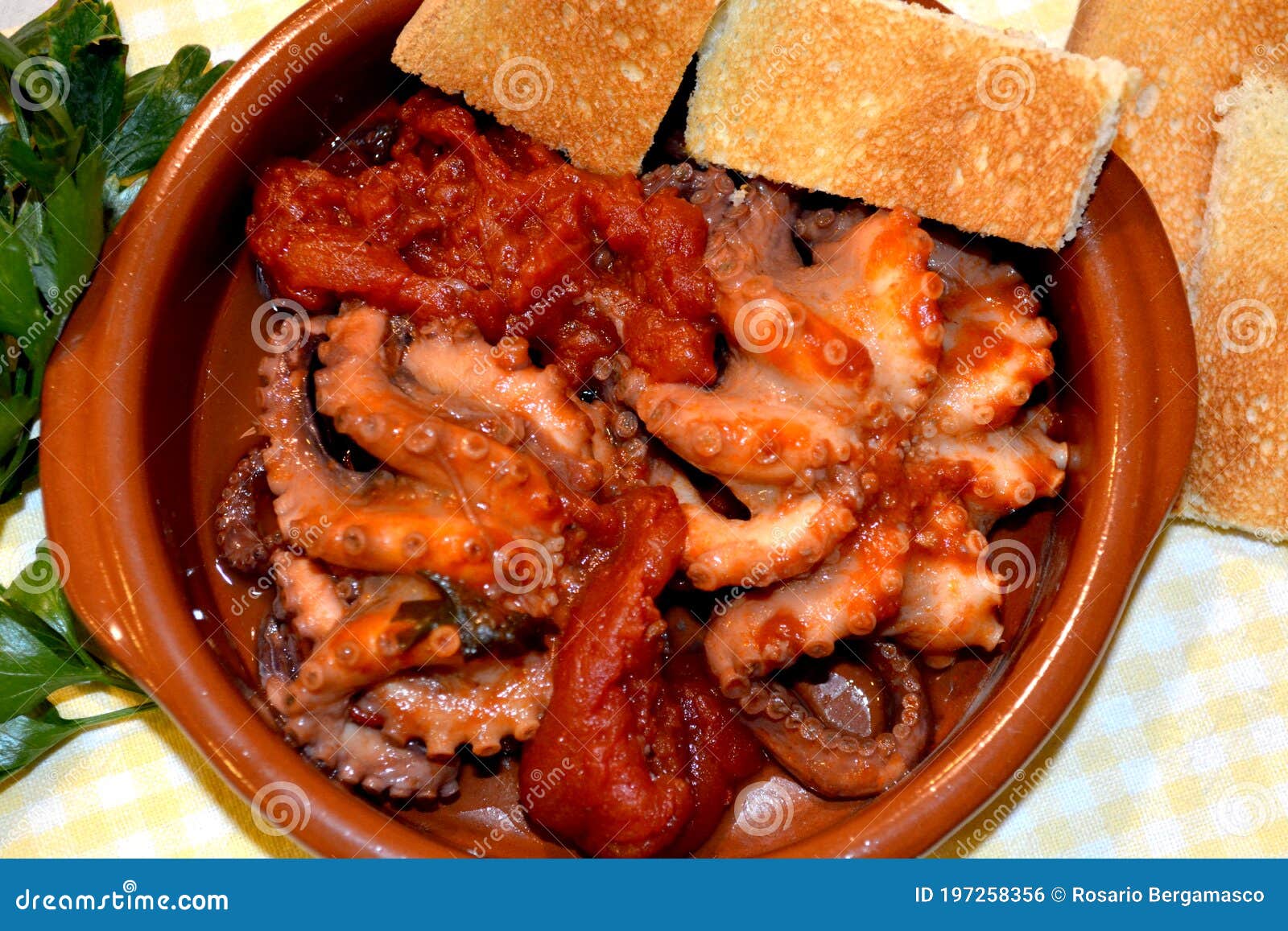 italian dish octopus luciana with tomato fish traditional food