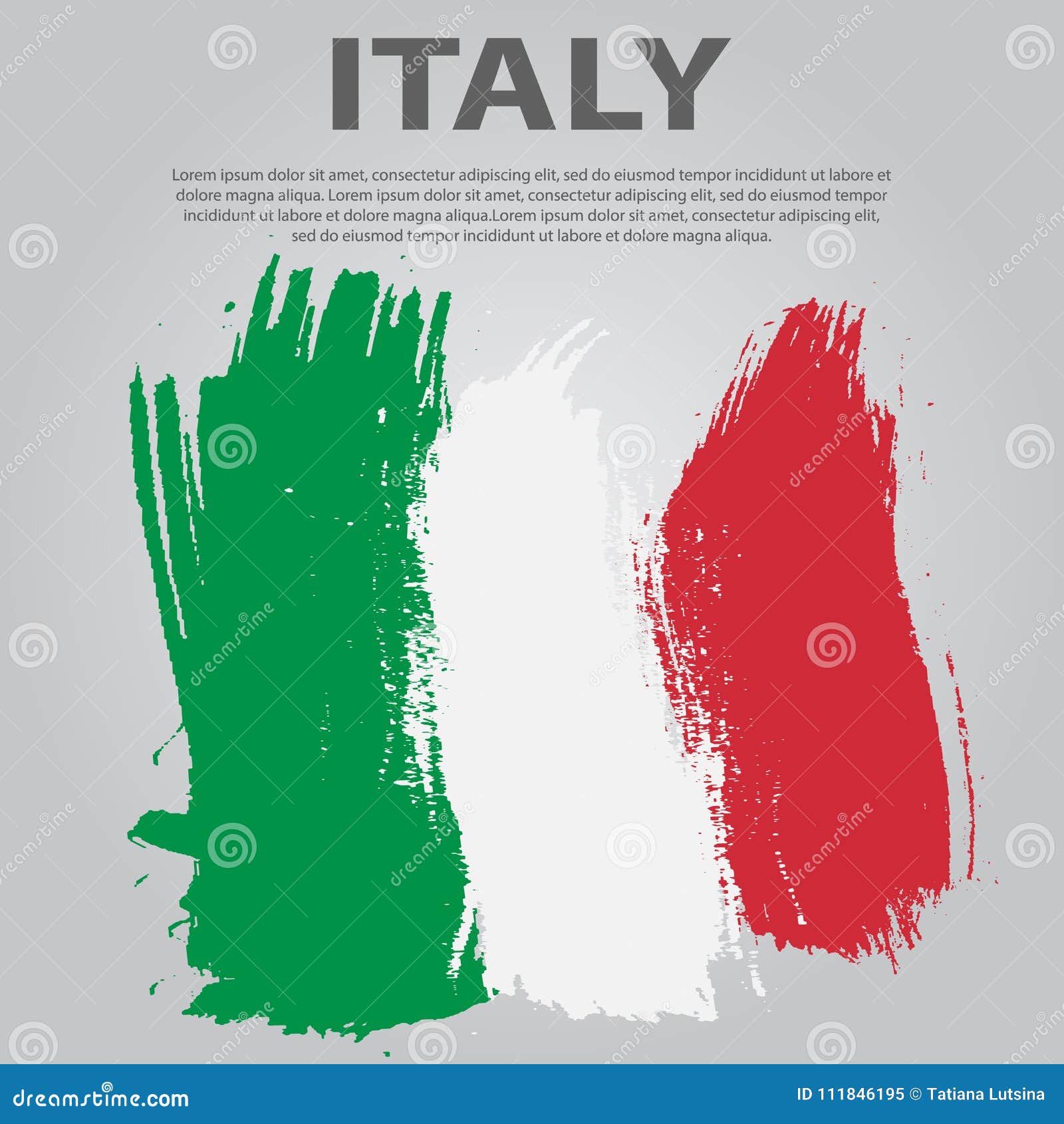 Italian Flag. Flag Of Italy, Brush Stroke Background. Stock Vector ...