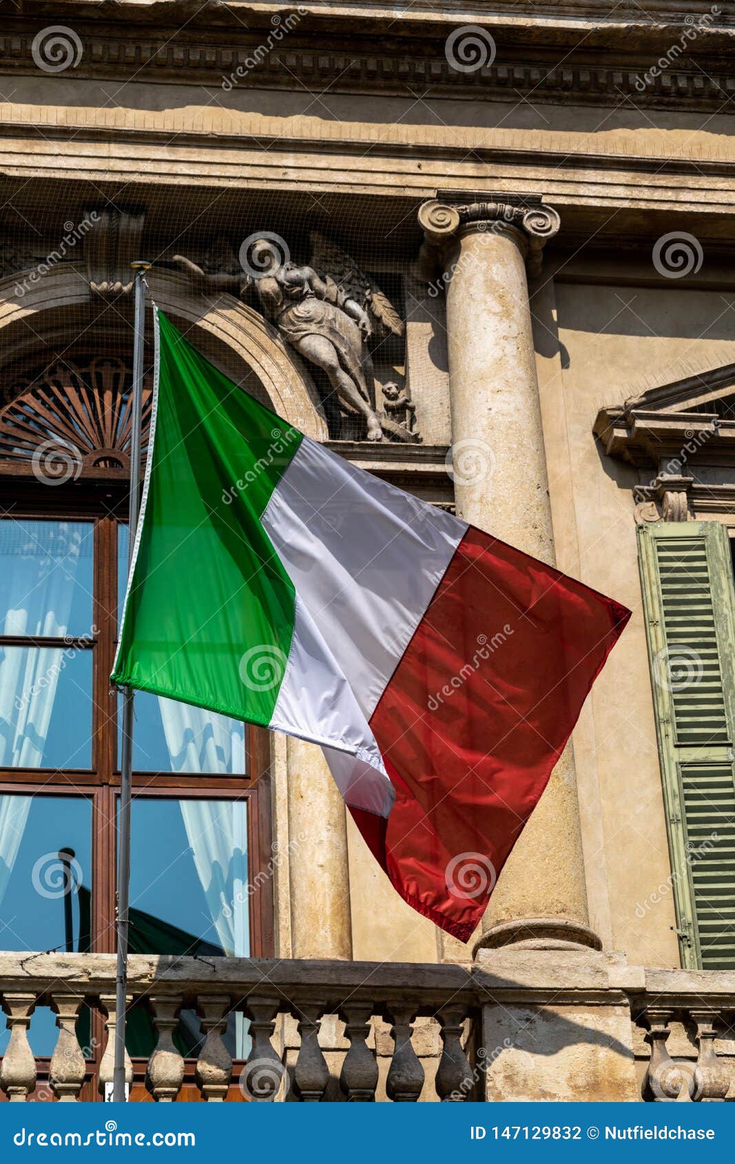 Italian Flag Flying From A Building In Verona Stock Photo - Image of ...
