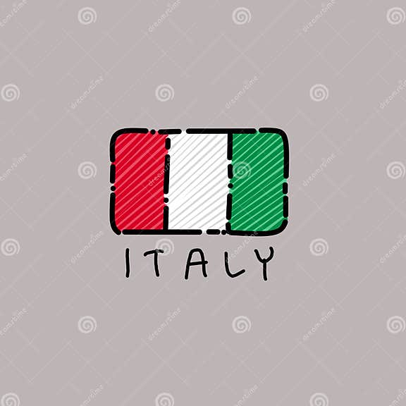 Italian Flag Hand Drawn Stripes Style Stock Vector - Illustration of ...