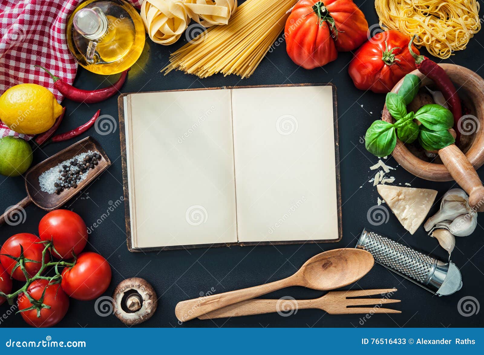 Italian Food Ingredients on Slate Background Stock Image - Image of ...