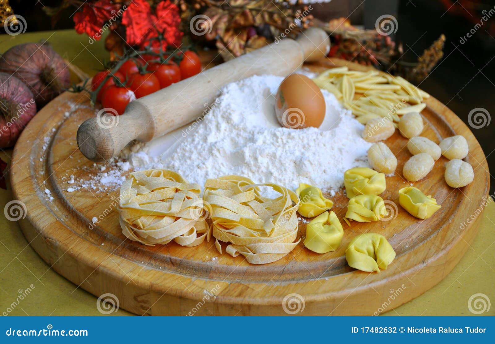 italian food pasta in a tuscan restaurant , florence italy 