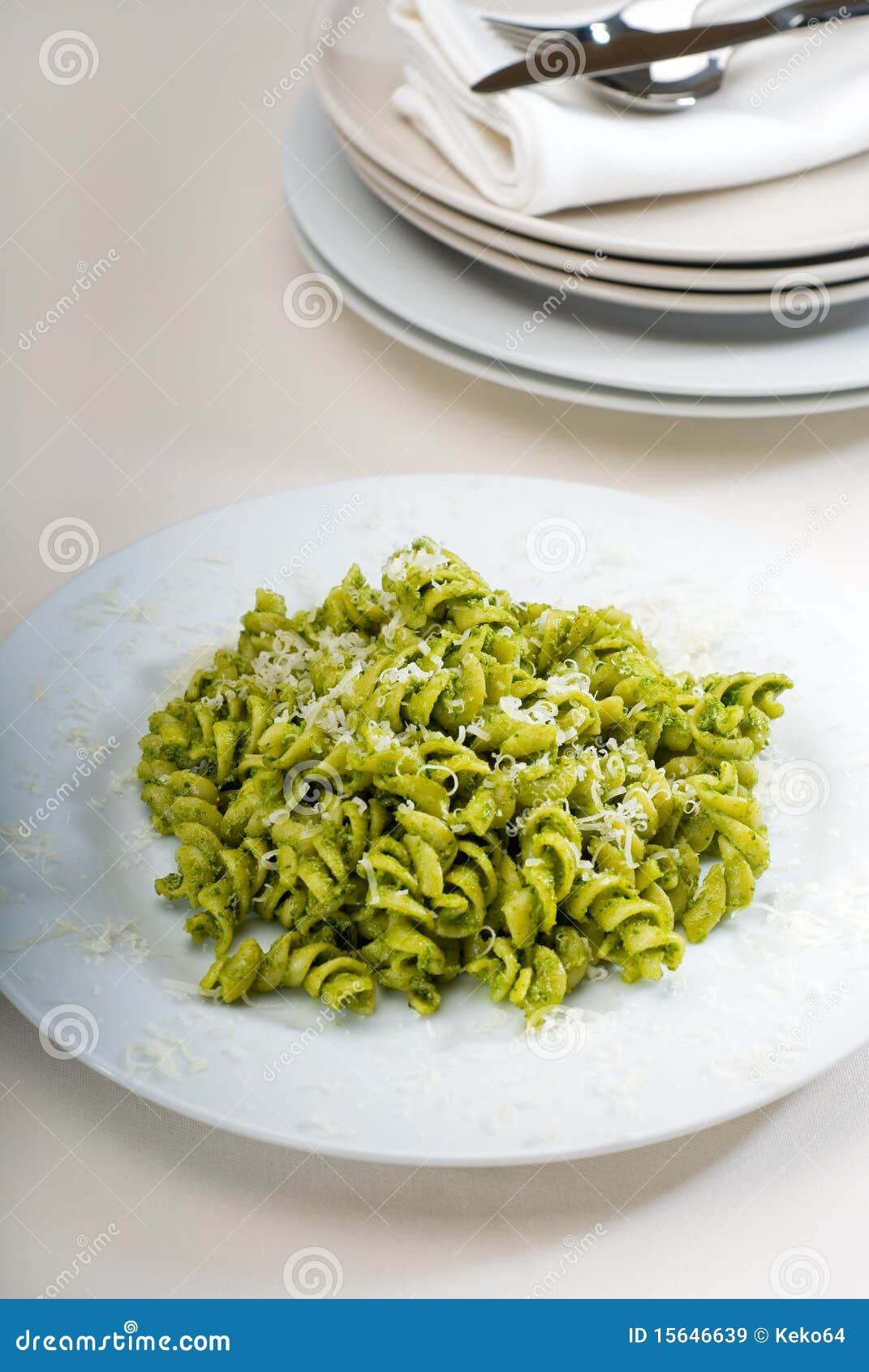 Italian Fusilli Pasta and Pesto Stock Image Image of dinner, basil