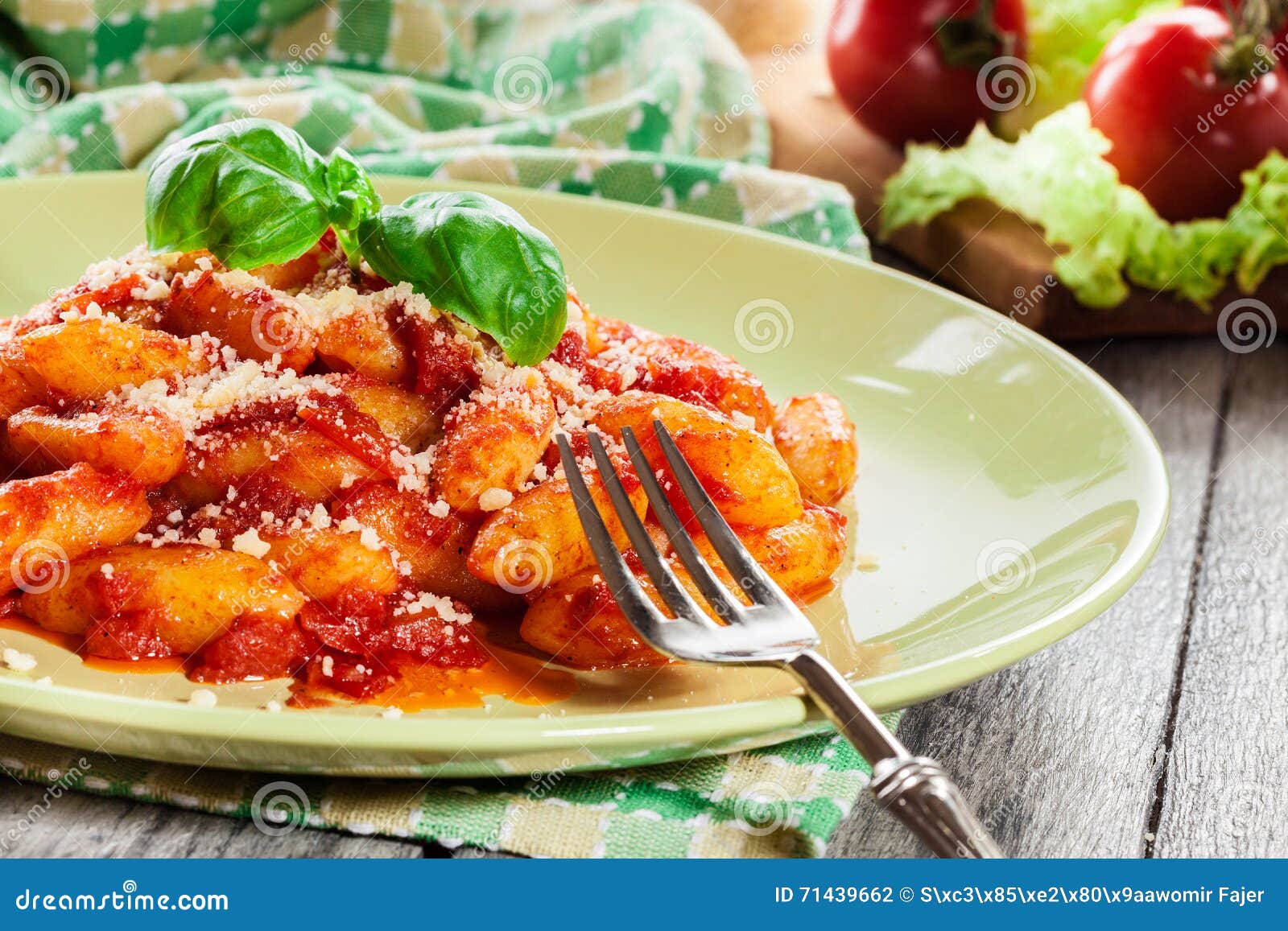 Italian Gnocchi with Tomato Sauce and Cheese Stock Photo Image of