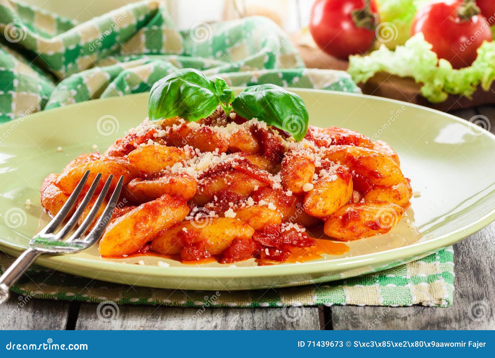 Italian Gnocchi with Tomato Sauce and Cheese Stock Image Image of