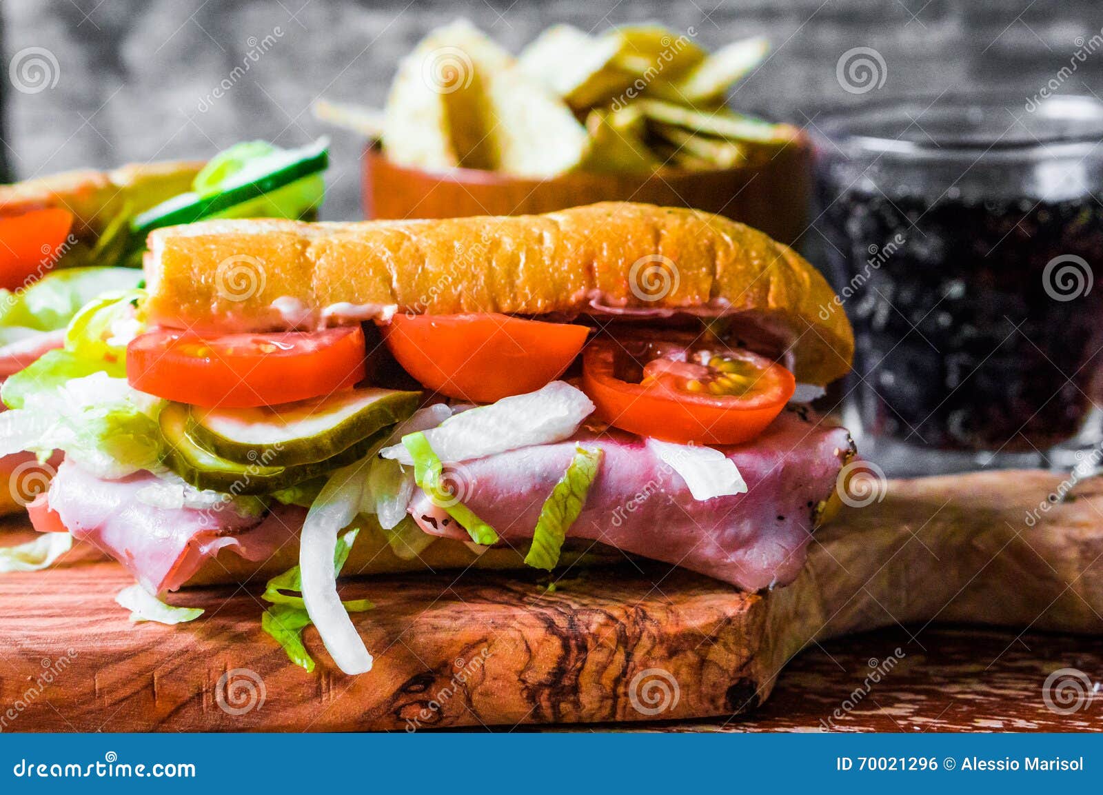 Italian Hoagie with Ham and Vegetables Stock Photo Image of rustic