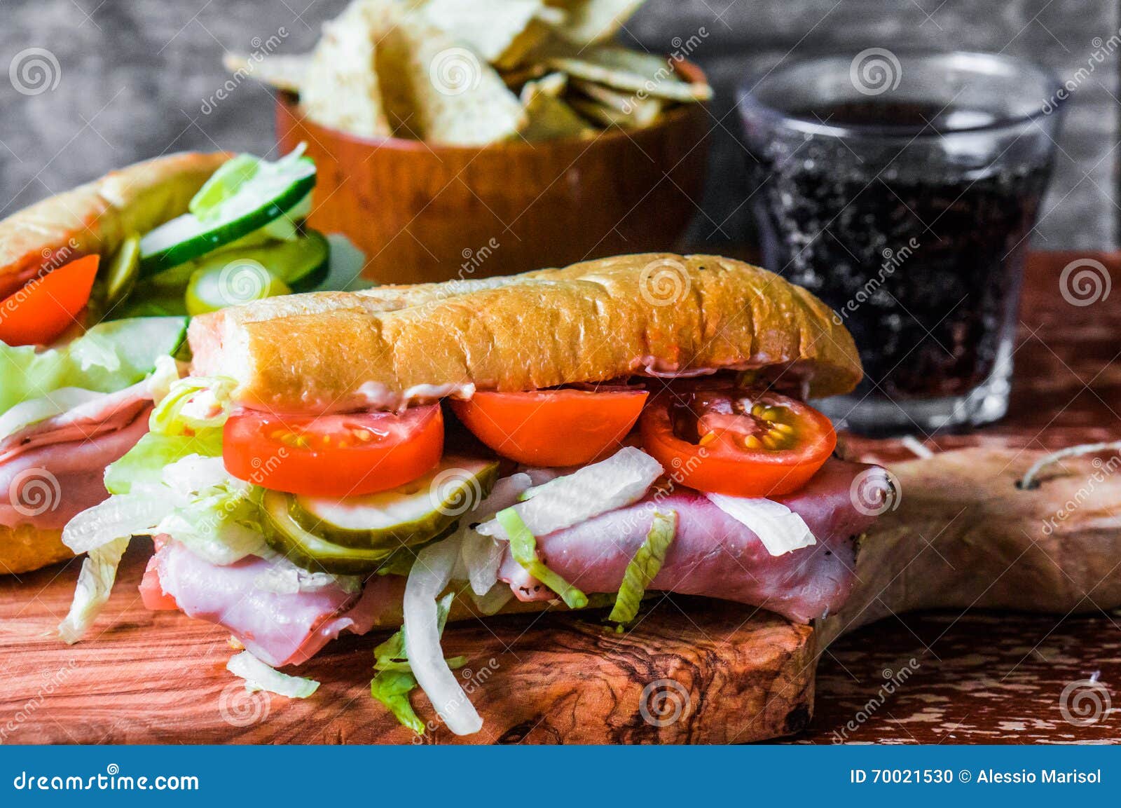 Italian Hoagie with Ham and Vegetables Stock Photo Image of lunch